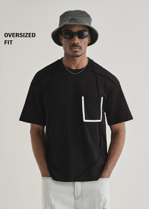 Black Cut & Sew Oversized T-shirt