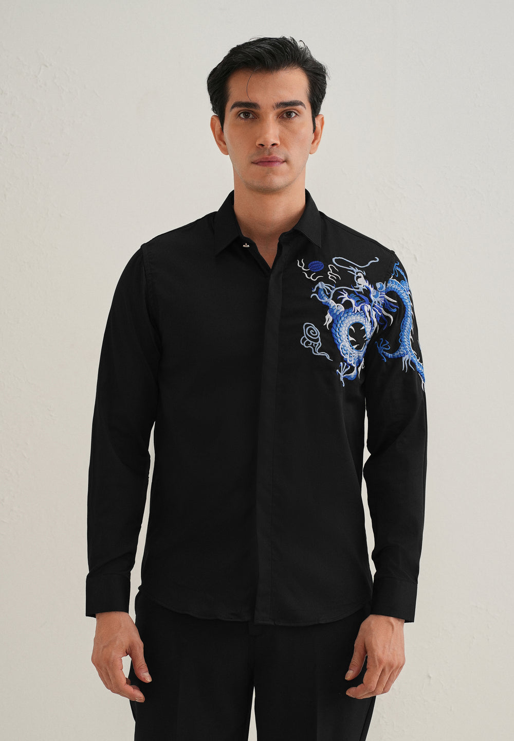 Black Dragon Embroidery Shirt