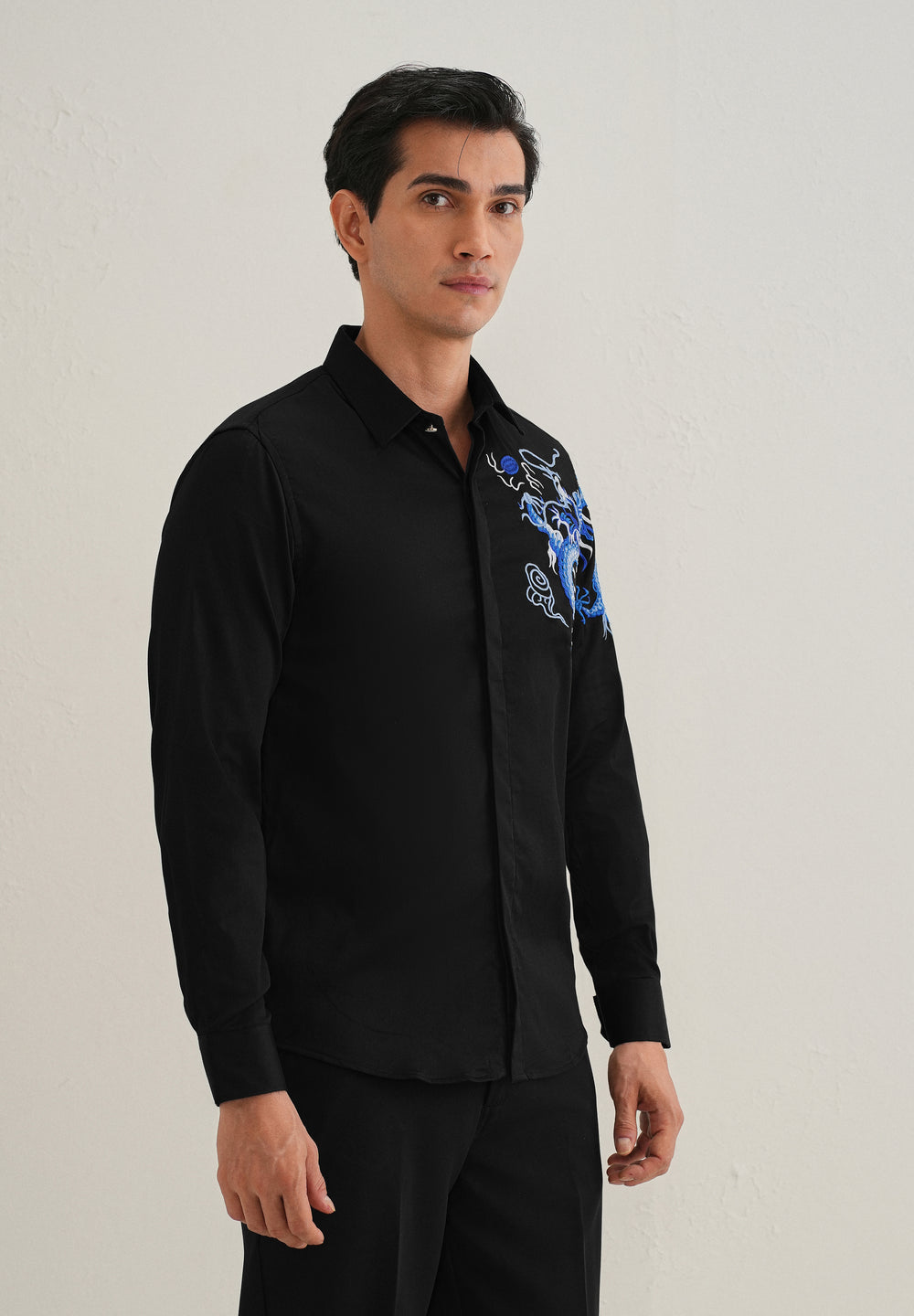 Black Dragon Embroidery Shirt