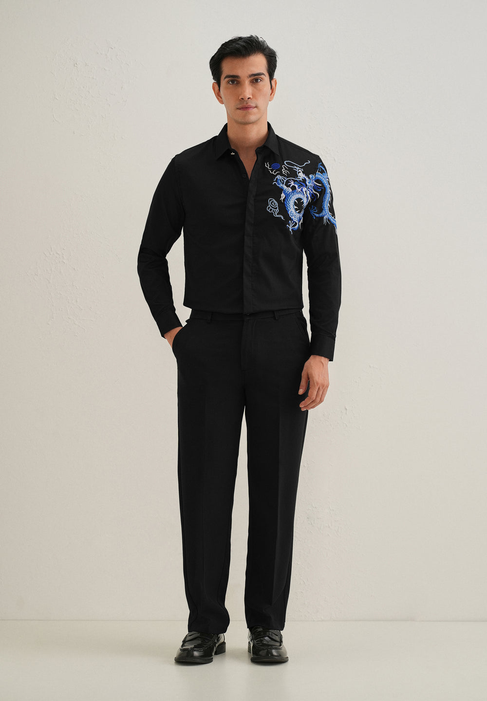 Black Dragon Embroidery Shirt