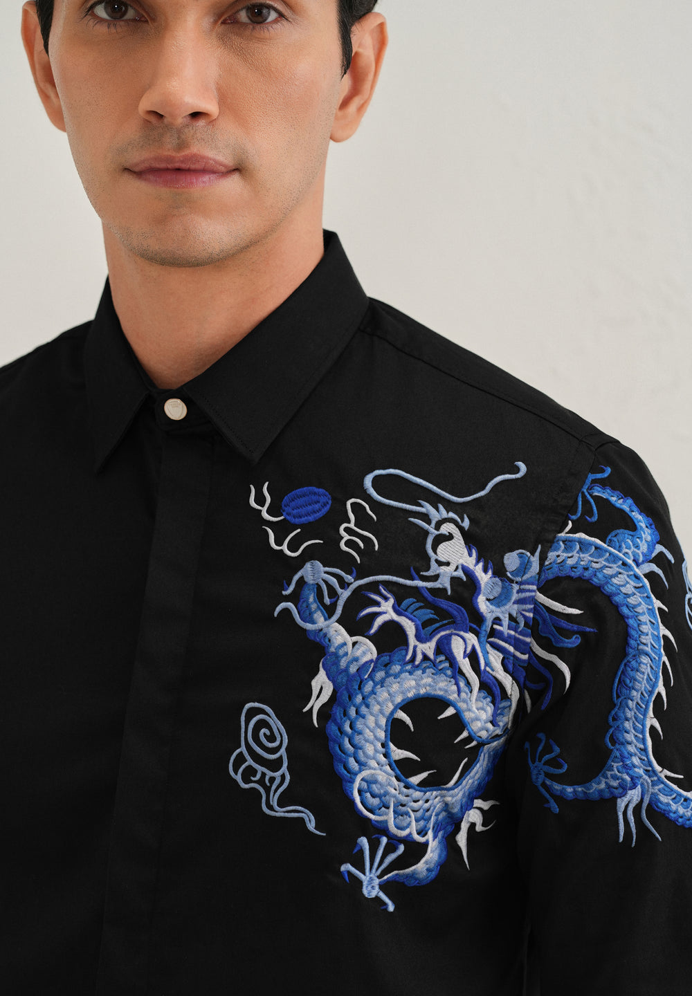 Black Dragon Embroidery Shirt