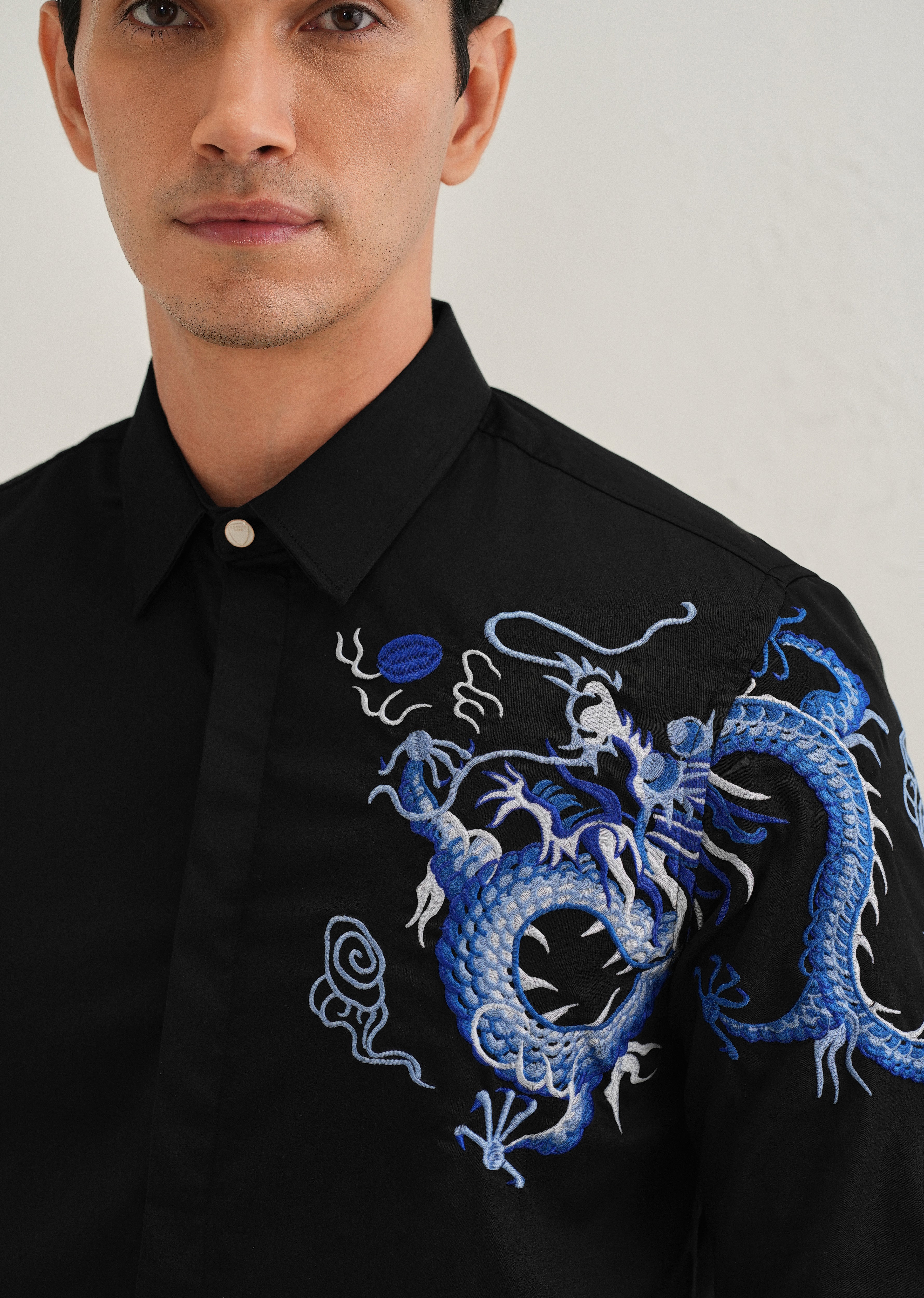 Black Dragon Embroidery Shirt