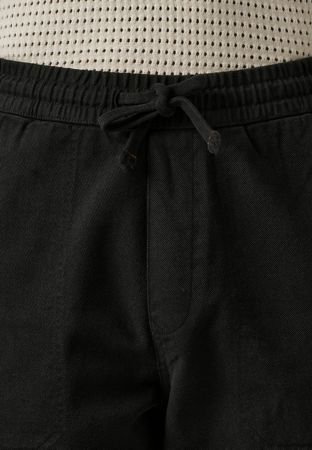 Black Drawstring Drill Denim