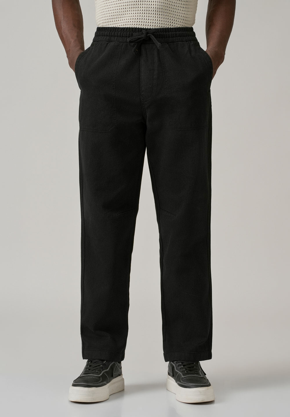 Black Drawstring Drill Denim