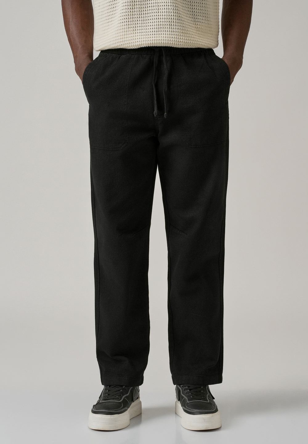 Black Drawstring Drill Denim