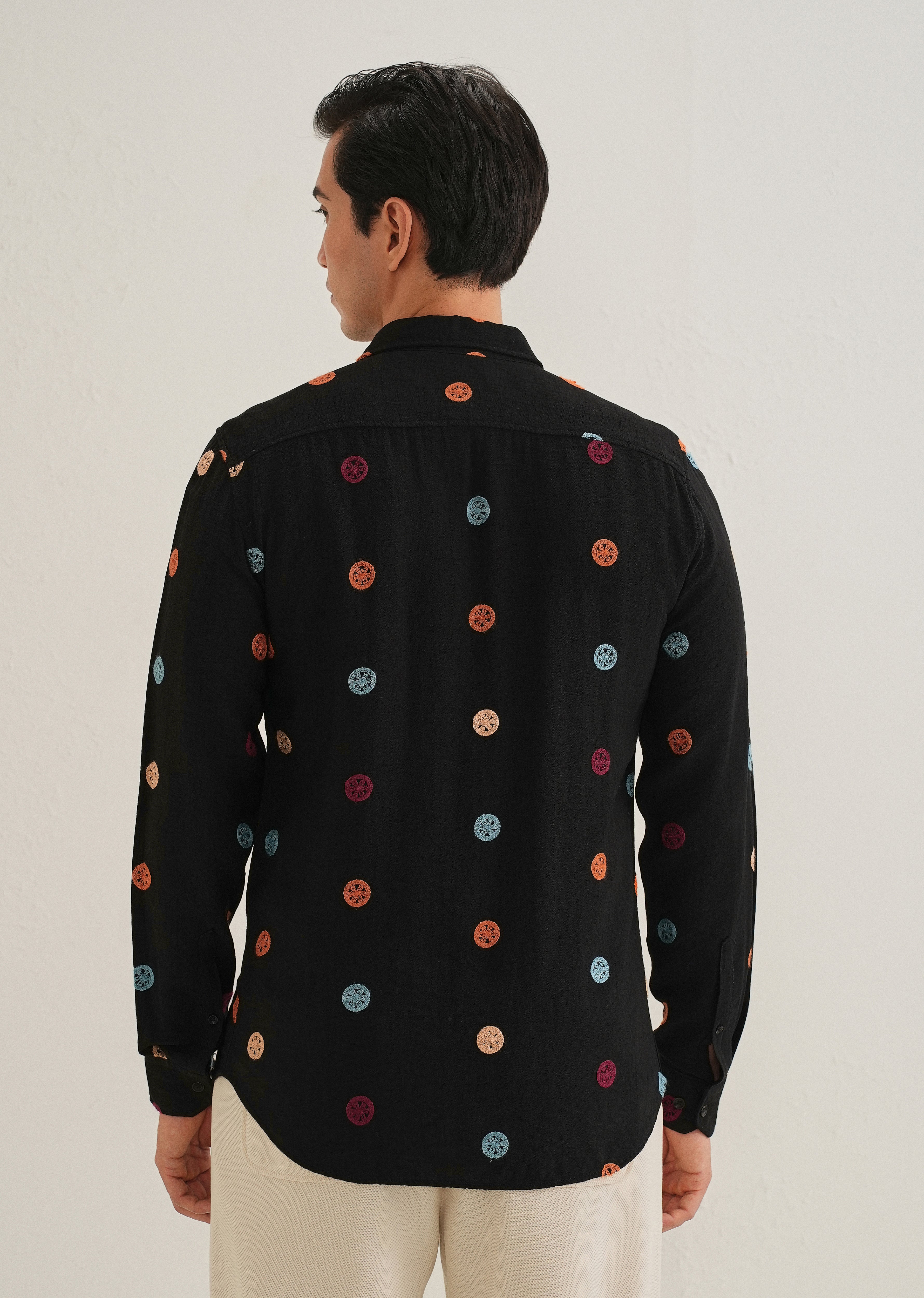 Black Florescent Embroidered Shirt