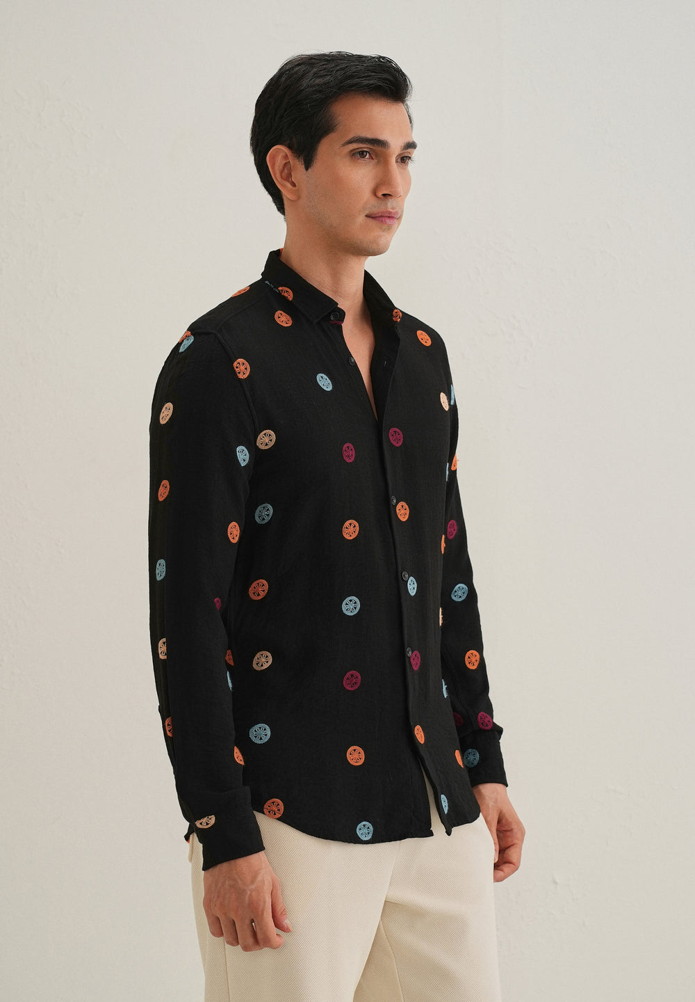 Black Florescent Embroidered Shirt