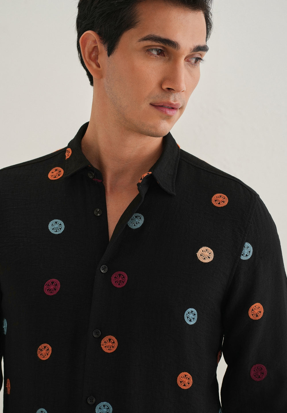 Black Florescent Embroidered Shirt