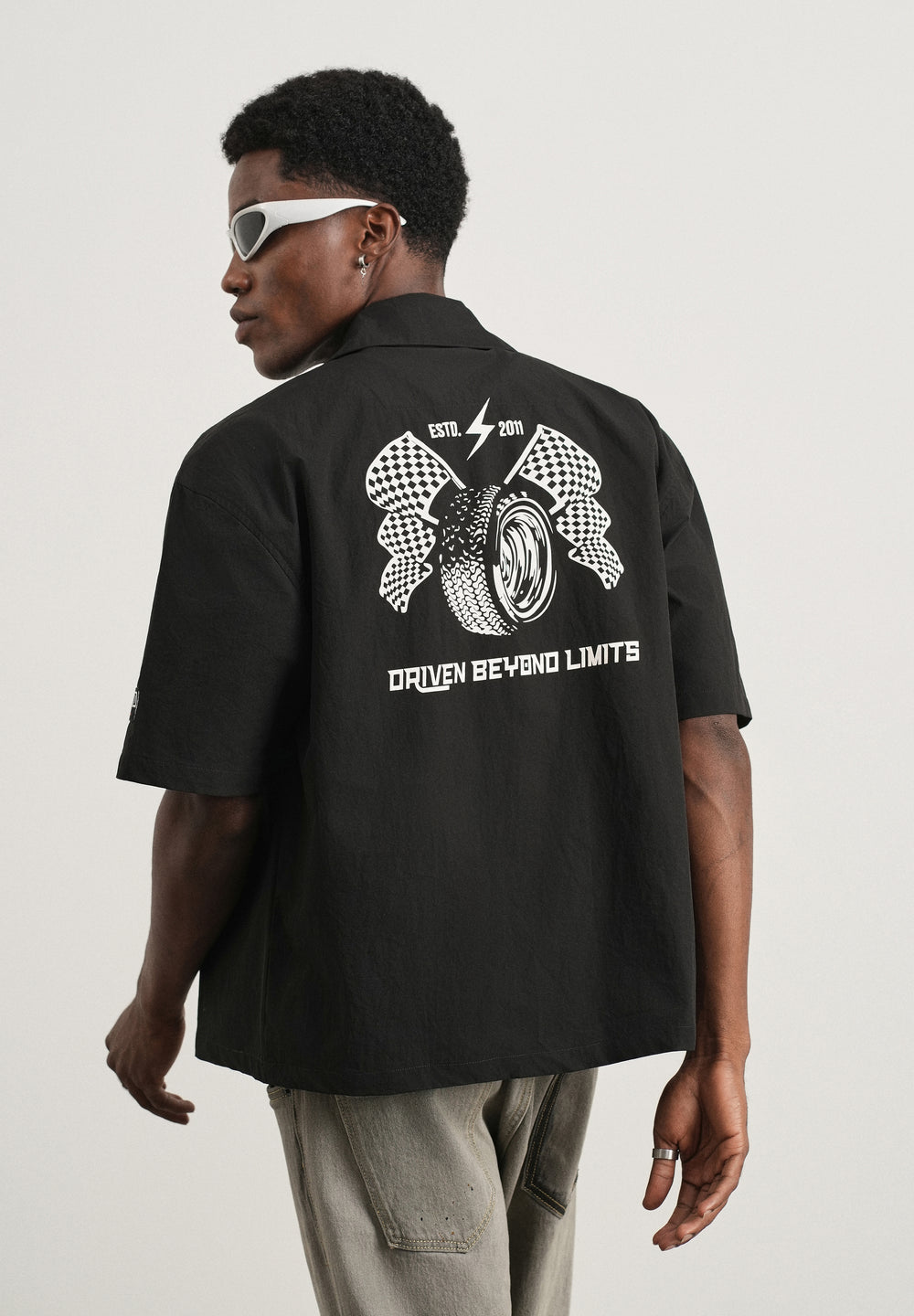 Black Graphic Printed Boxy Shirt