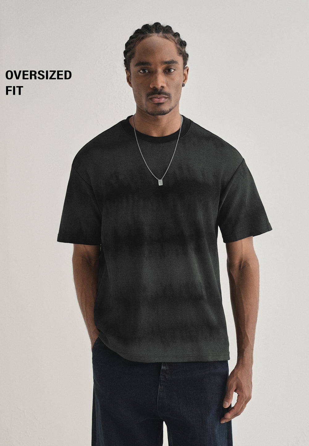 Black Grey Tie & Dye Oversized T-shirt