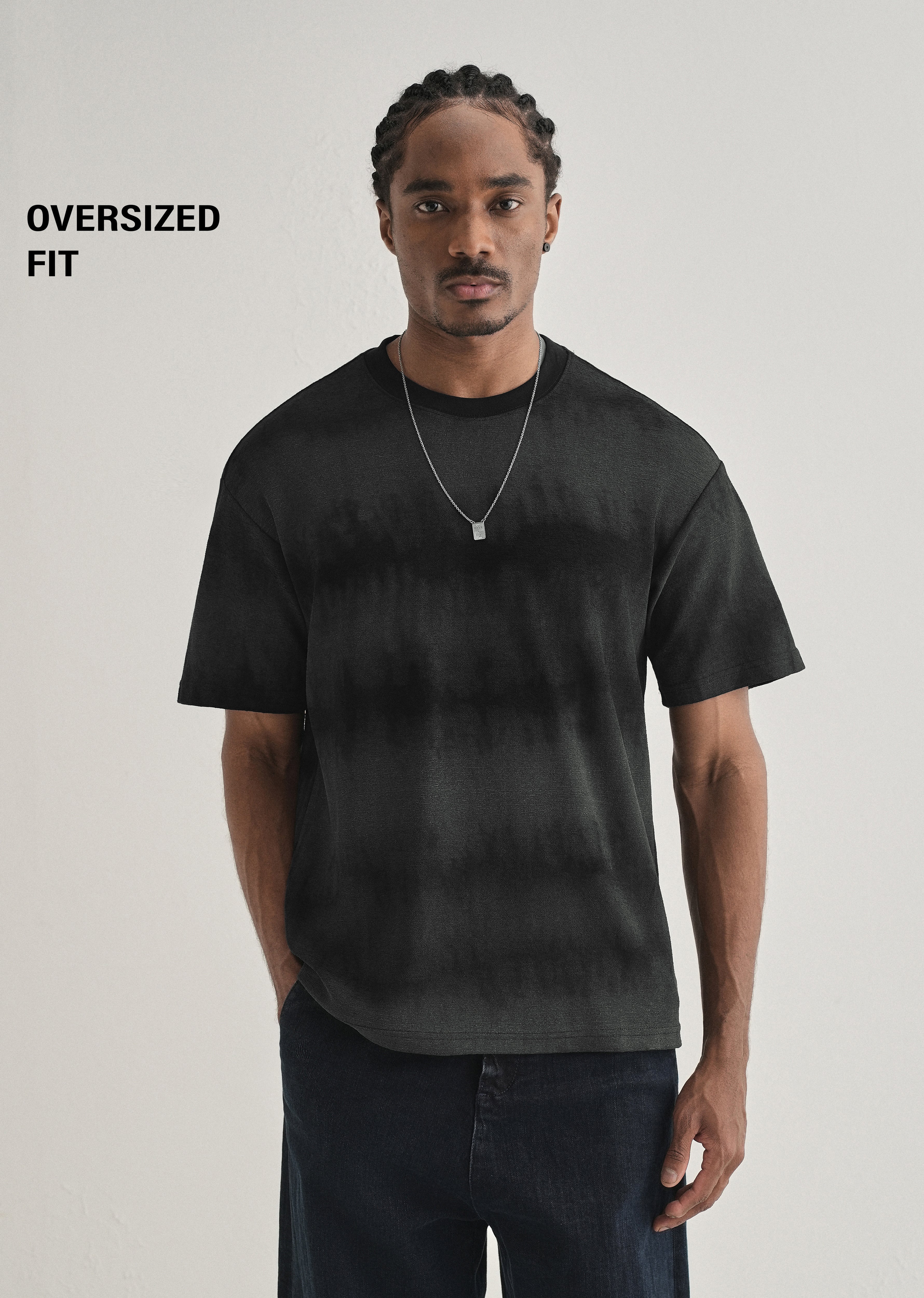 Black Grey Tie & Dye Oversized T-shirt