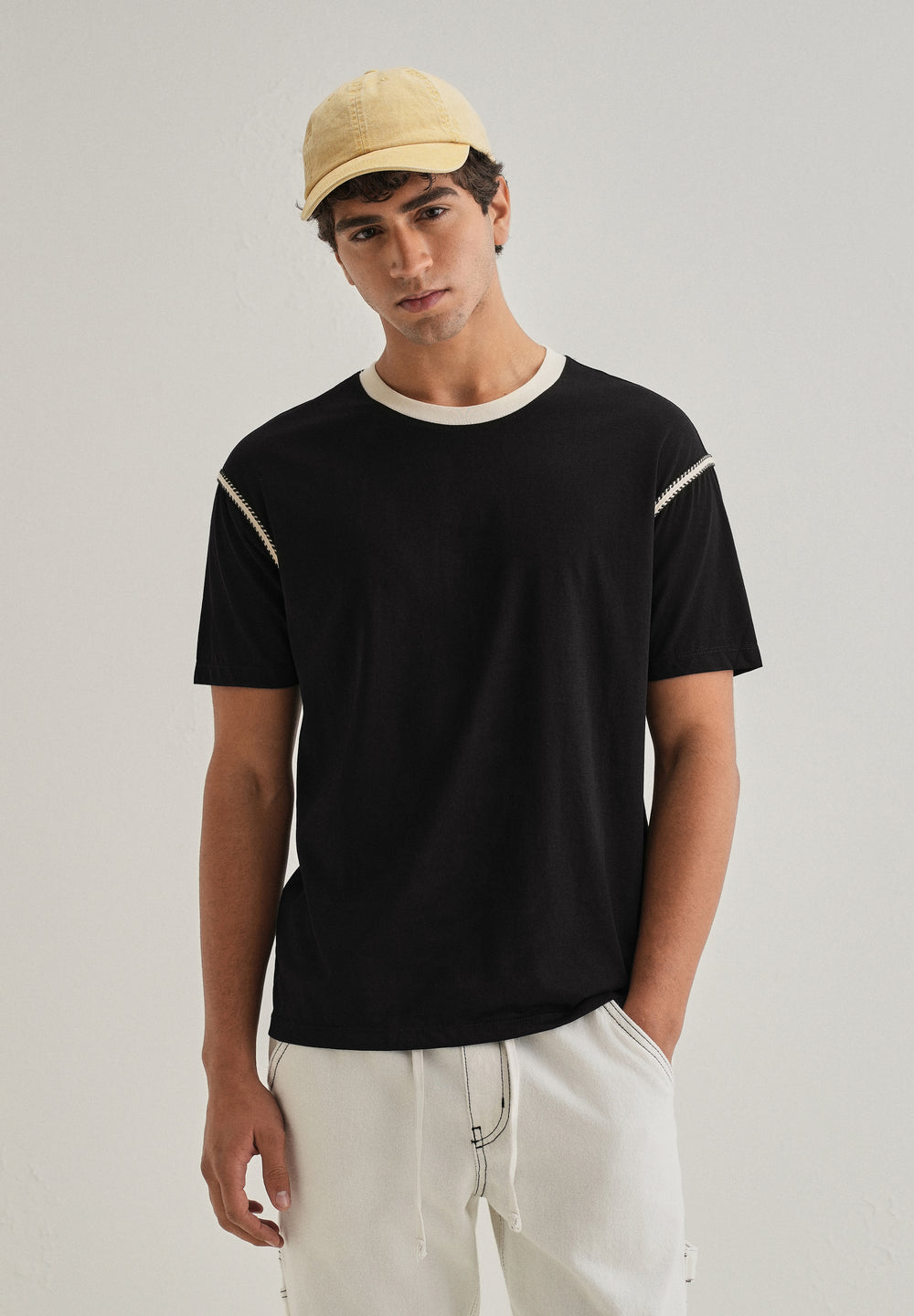 Black Lace Applique T-shirt