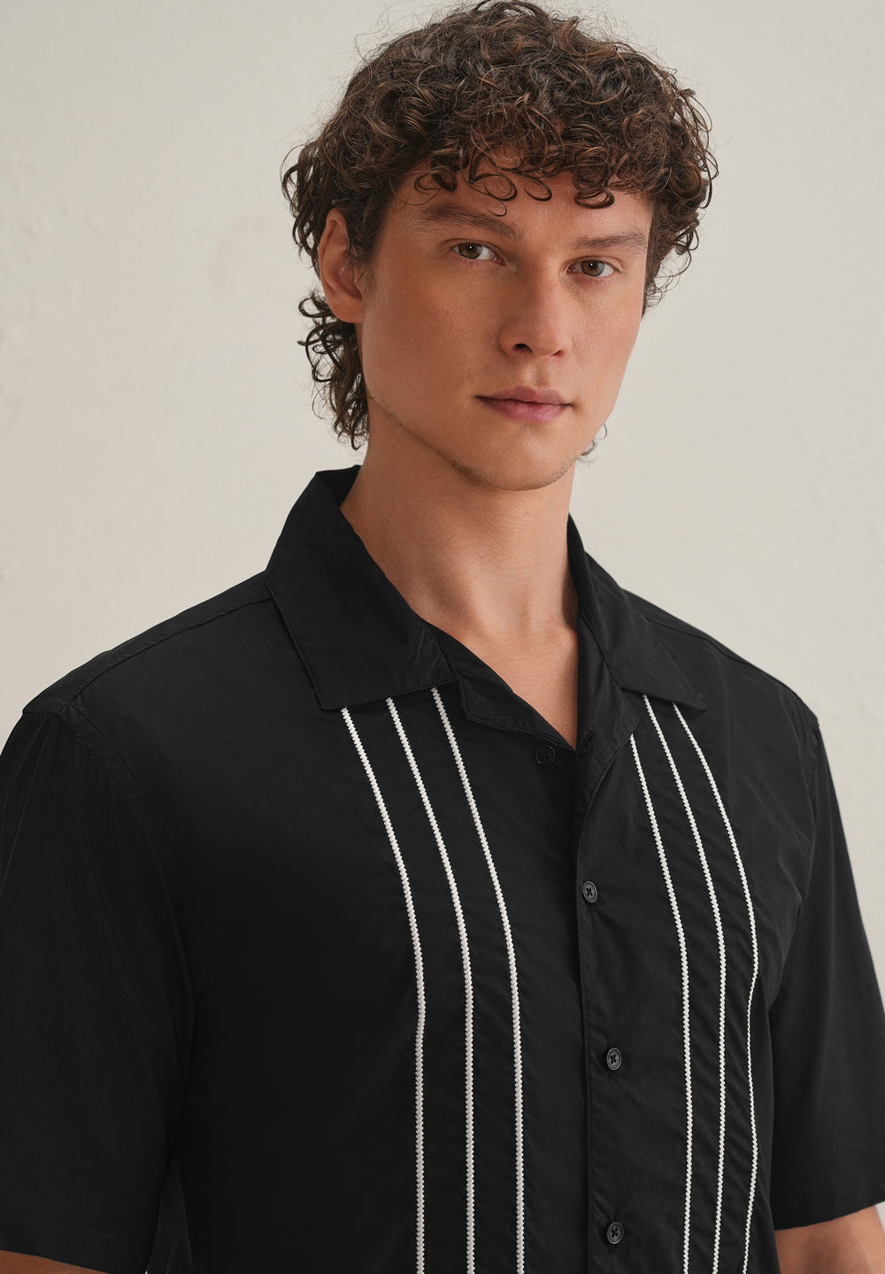 Black Line Embroidery Shirt