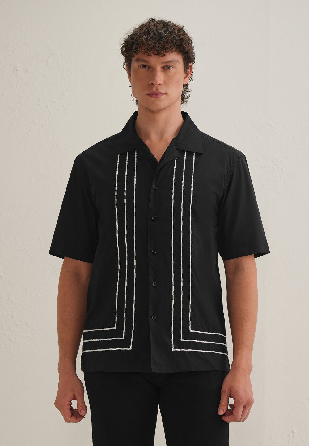 Black Line Embroidery Shirt