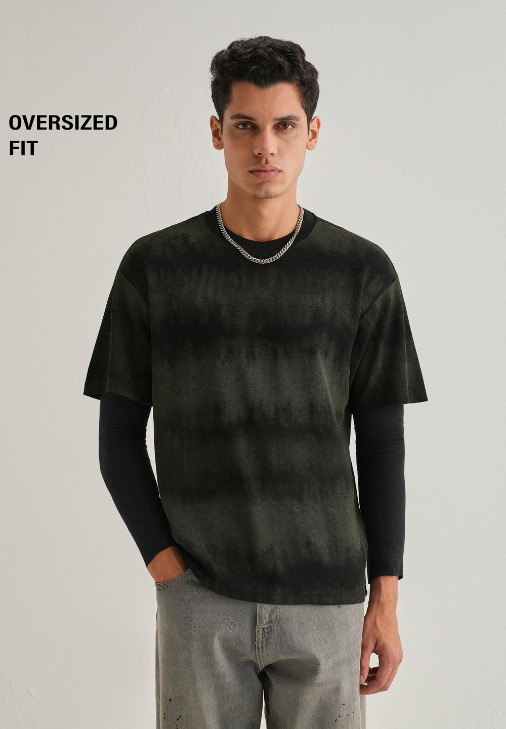 Black Olive Tie & Dye Oversized T-shirt