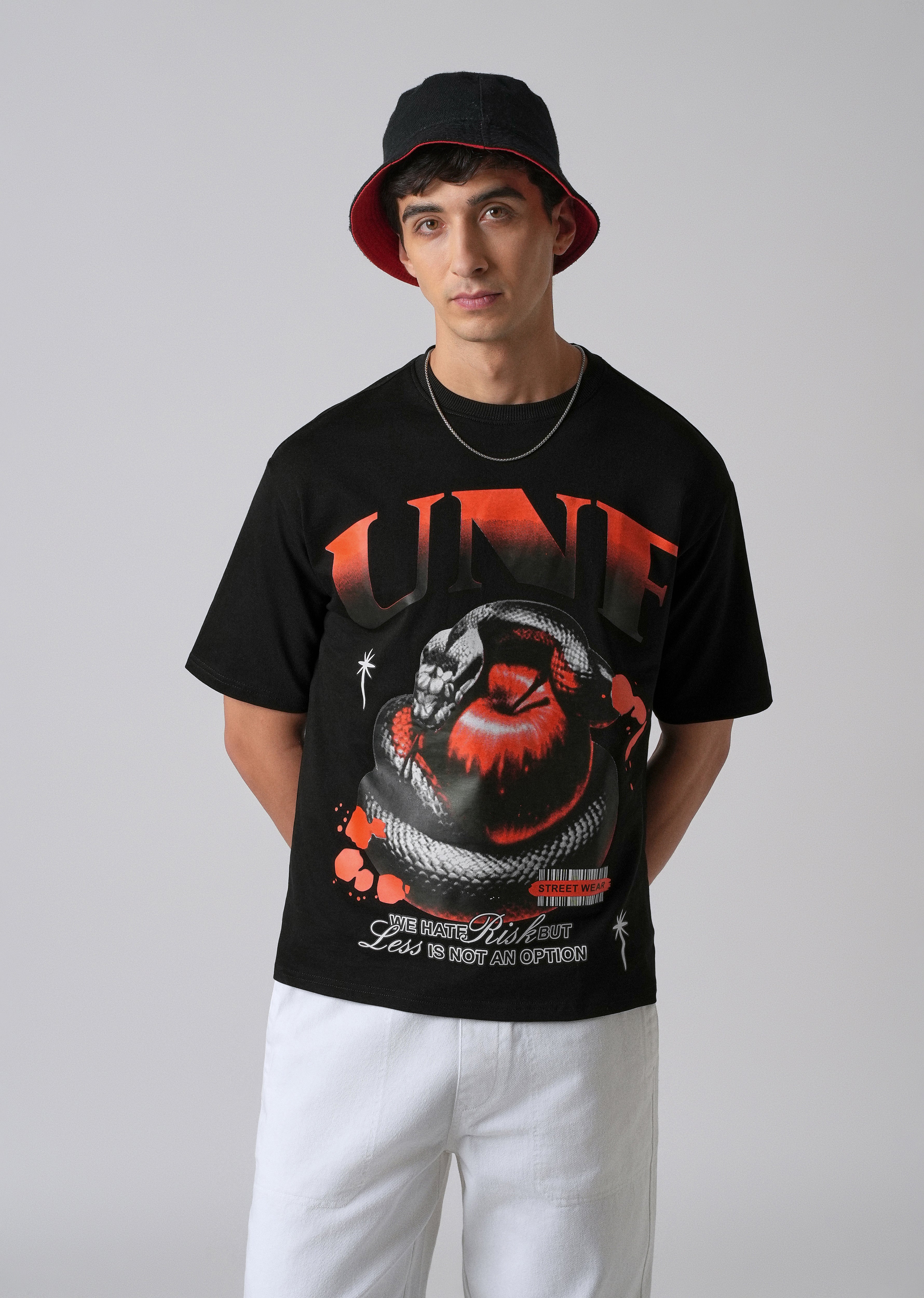 Black Print Relaxed Fit T- shirt