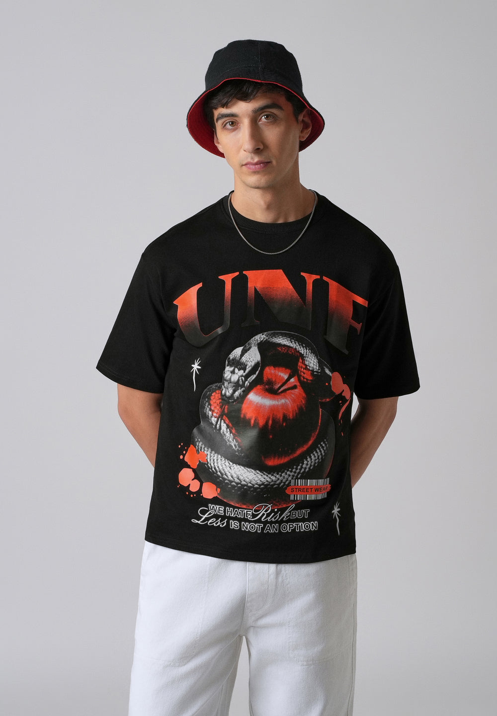 Black Print Relaxed Fit T- shirt