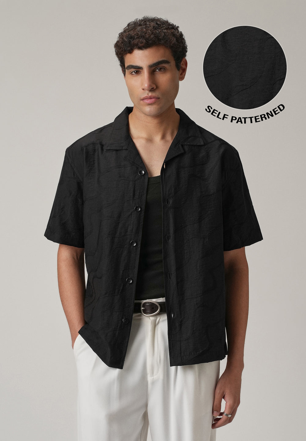 Black Self Pattern Shirt