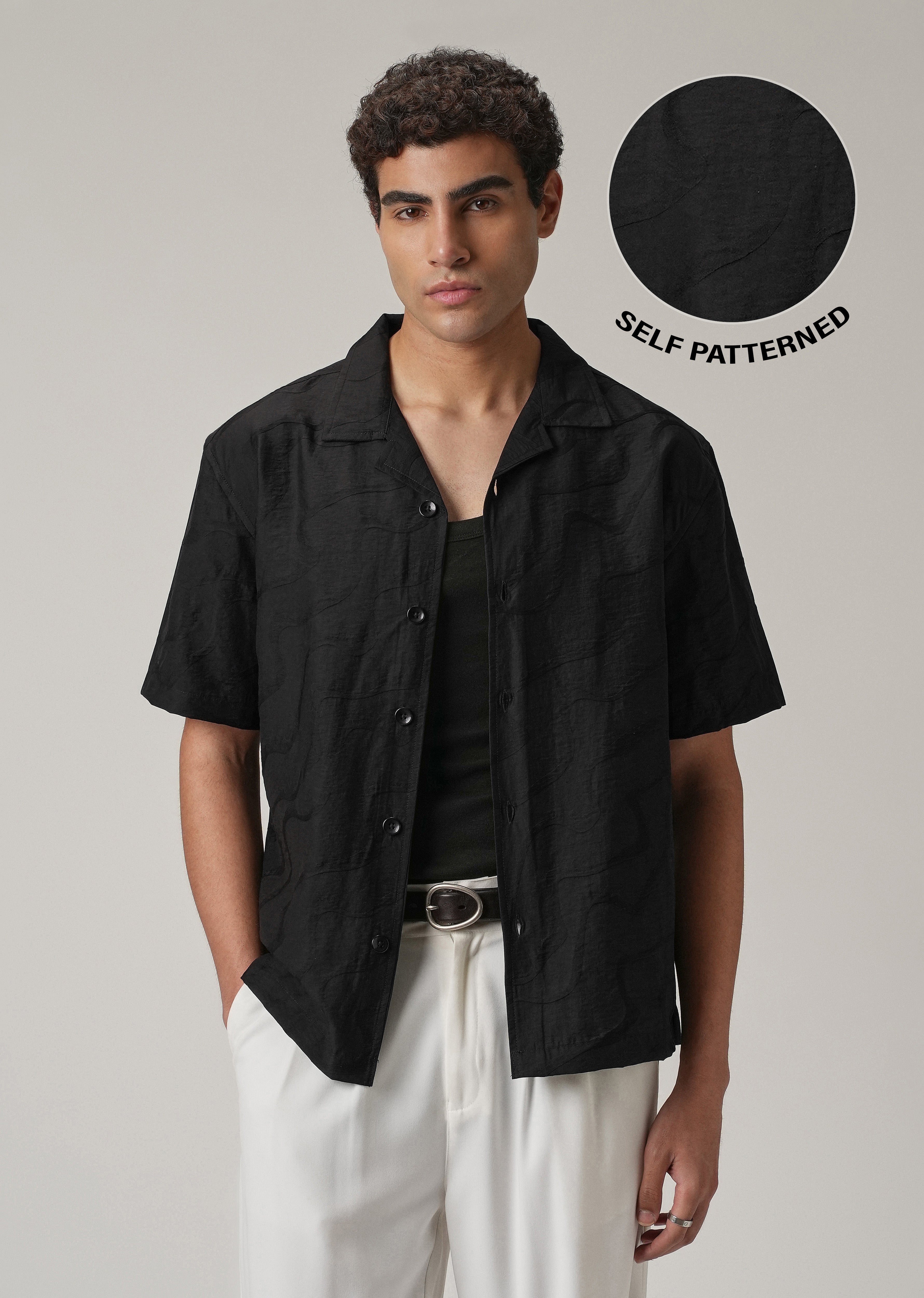 Black Self Pattern Shirt