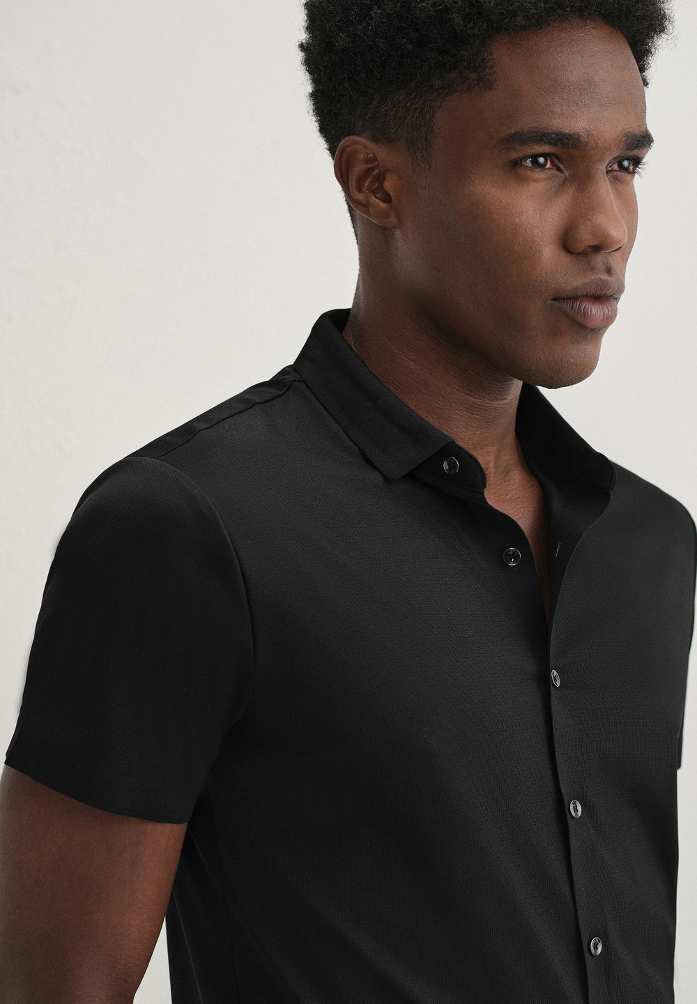 Black Self Patterned Stitchless Shirt