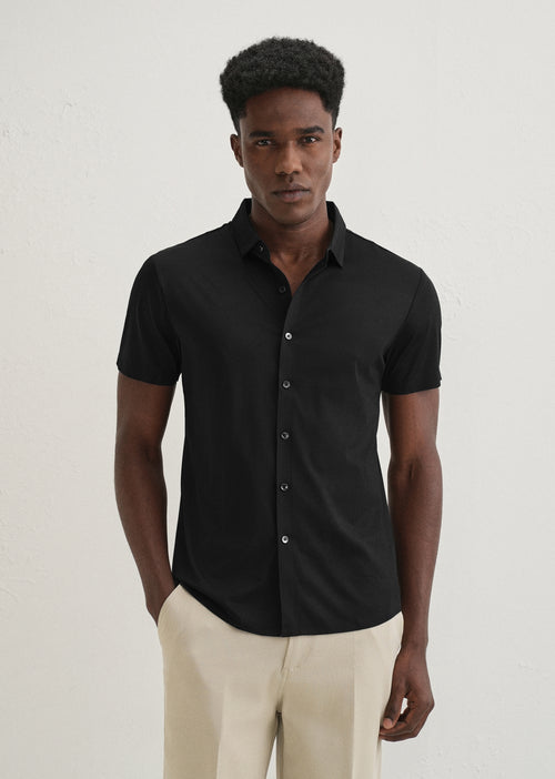 Black Self Patterned Stitchless Shirt