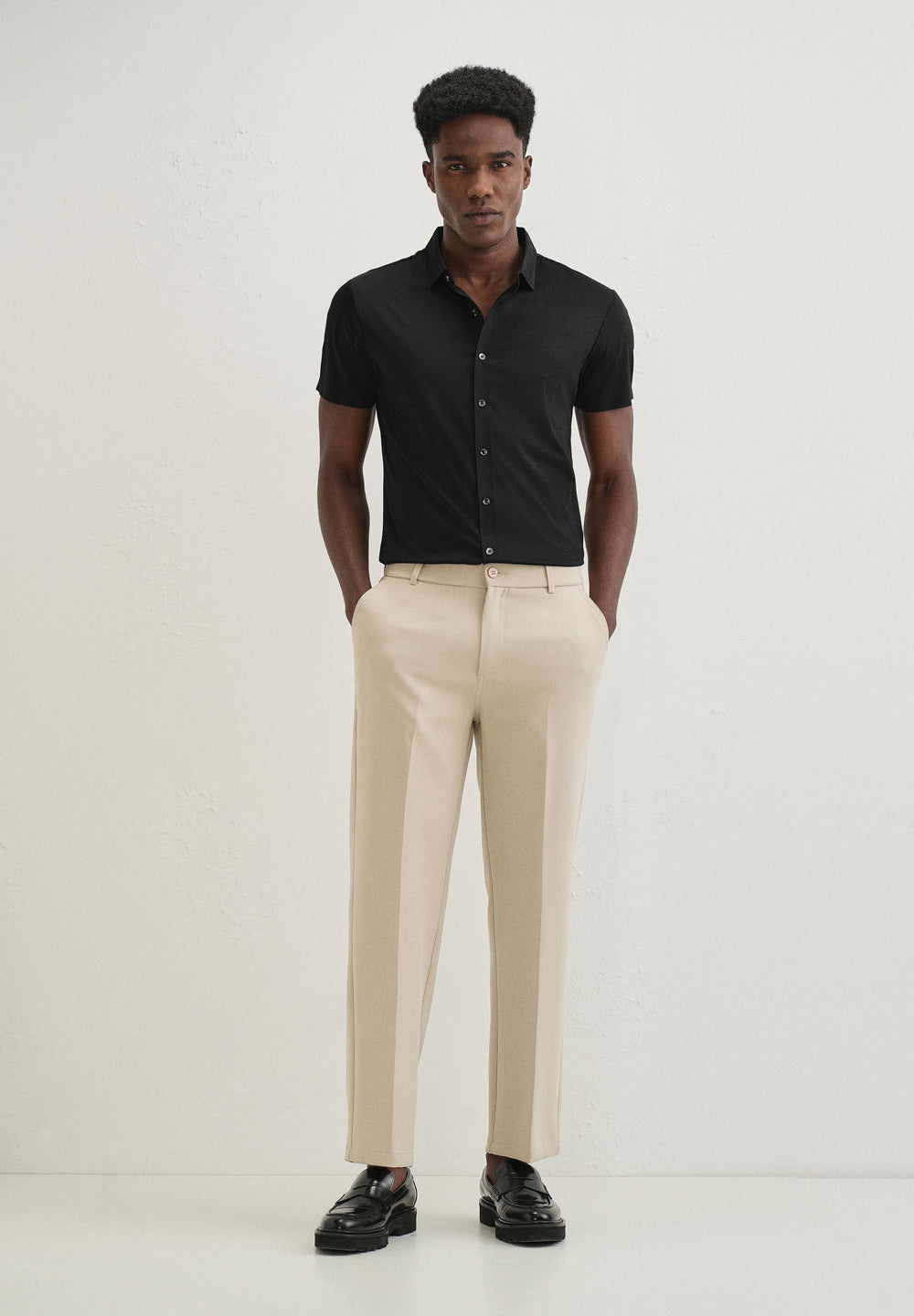 Black Self Patterned Stitchless Shirt