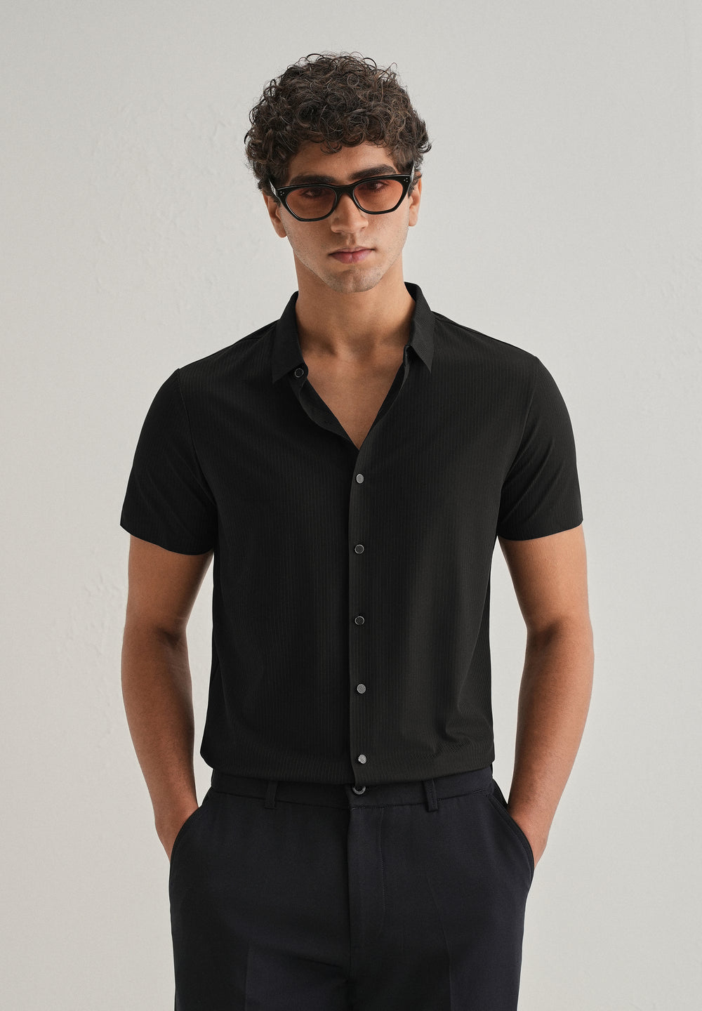 Black Stripe Seamless Shirt