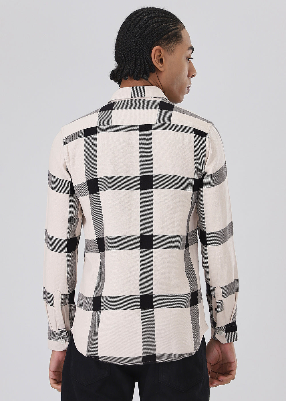 Black & White Brushed Cotton Check Shirt