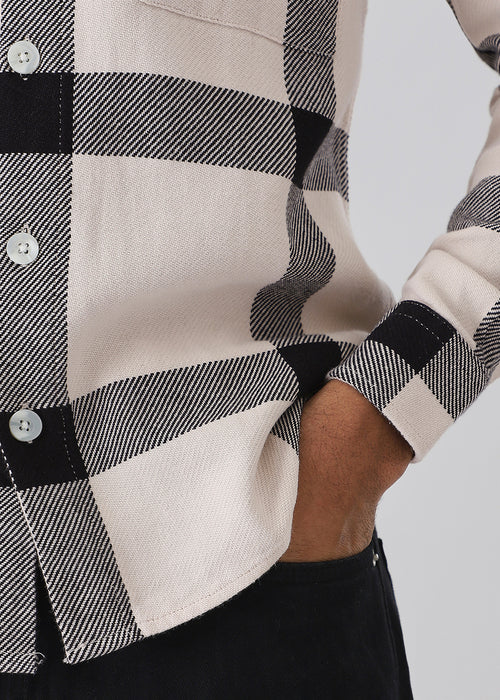 Black & White Brushed Cotton Check Shirt