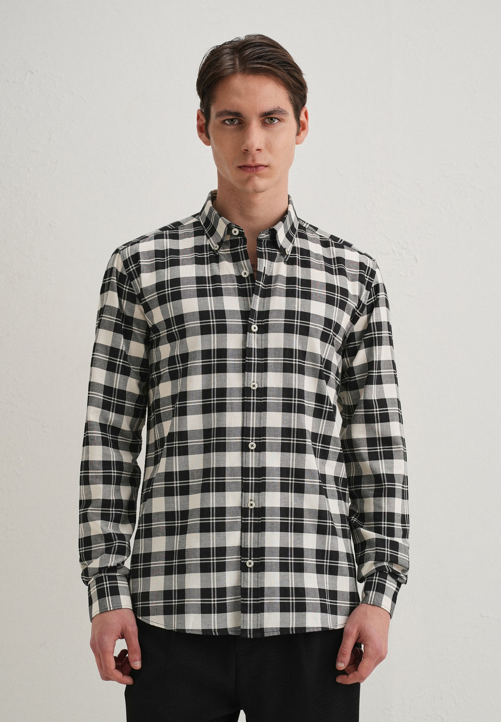 Black and White Plaid Check Shirt