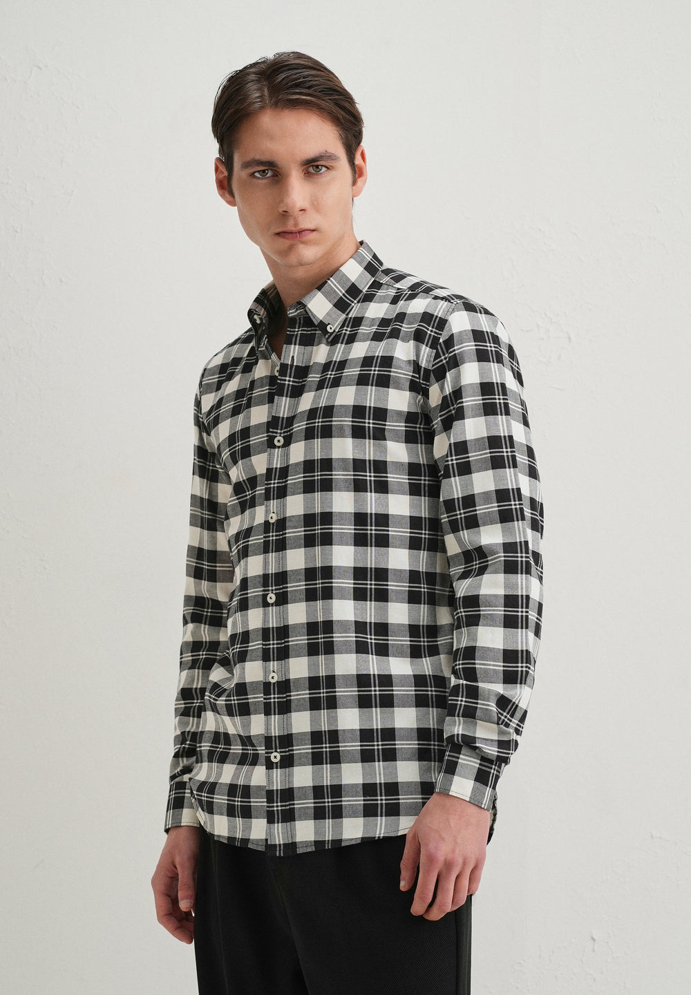 Black and White Plaid Check Shirt