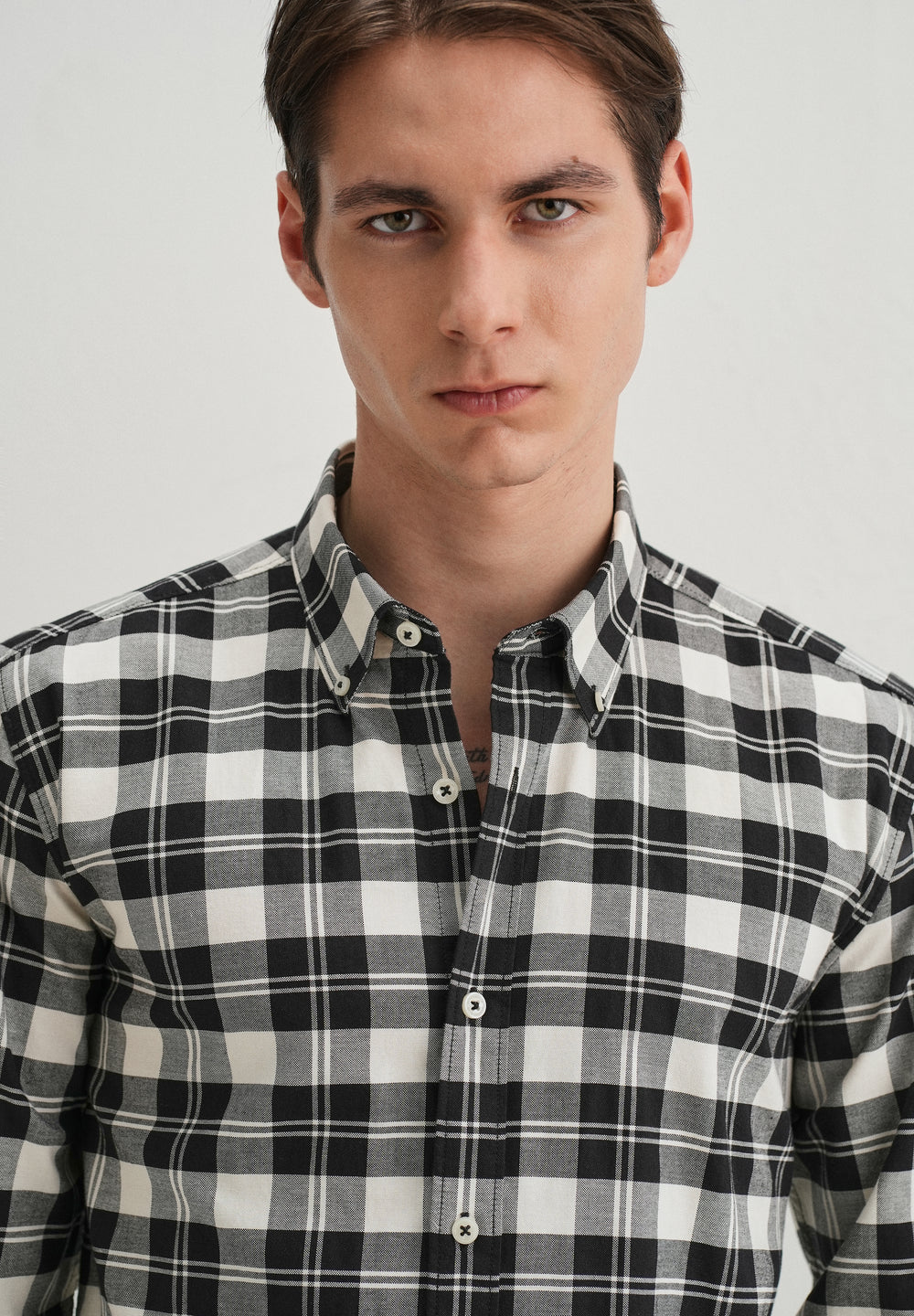 Black and White Plaid Check Shirt