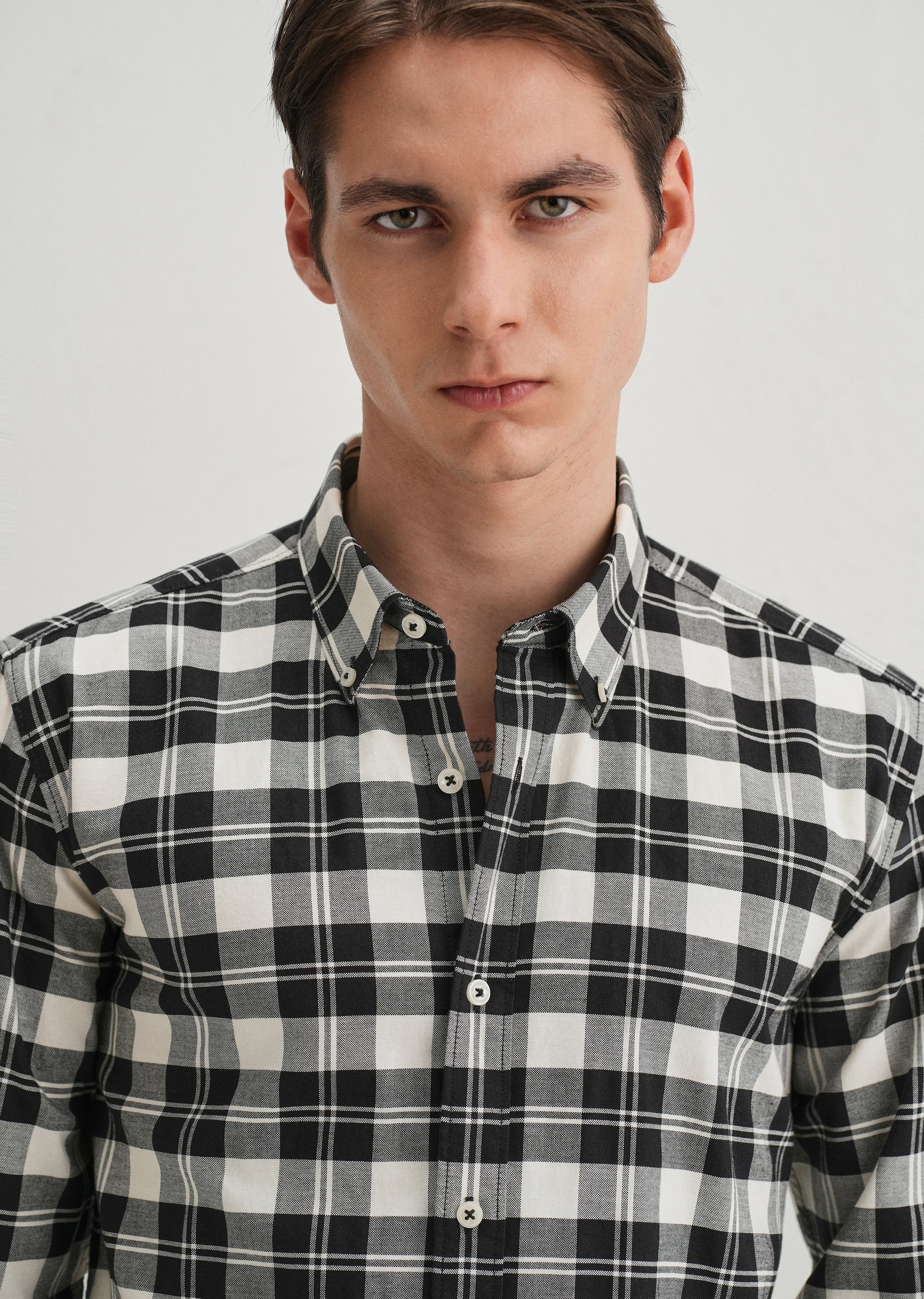 Black and White Plaid Check Shirt