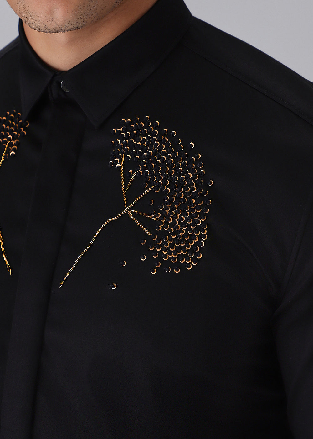 Hand Embroidered Black Designer Shirt