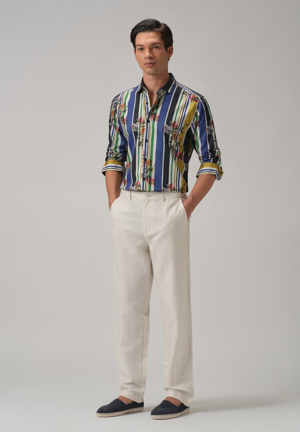 Blossom Full Sleeve Striped Printed Shirt