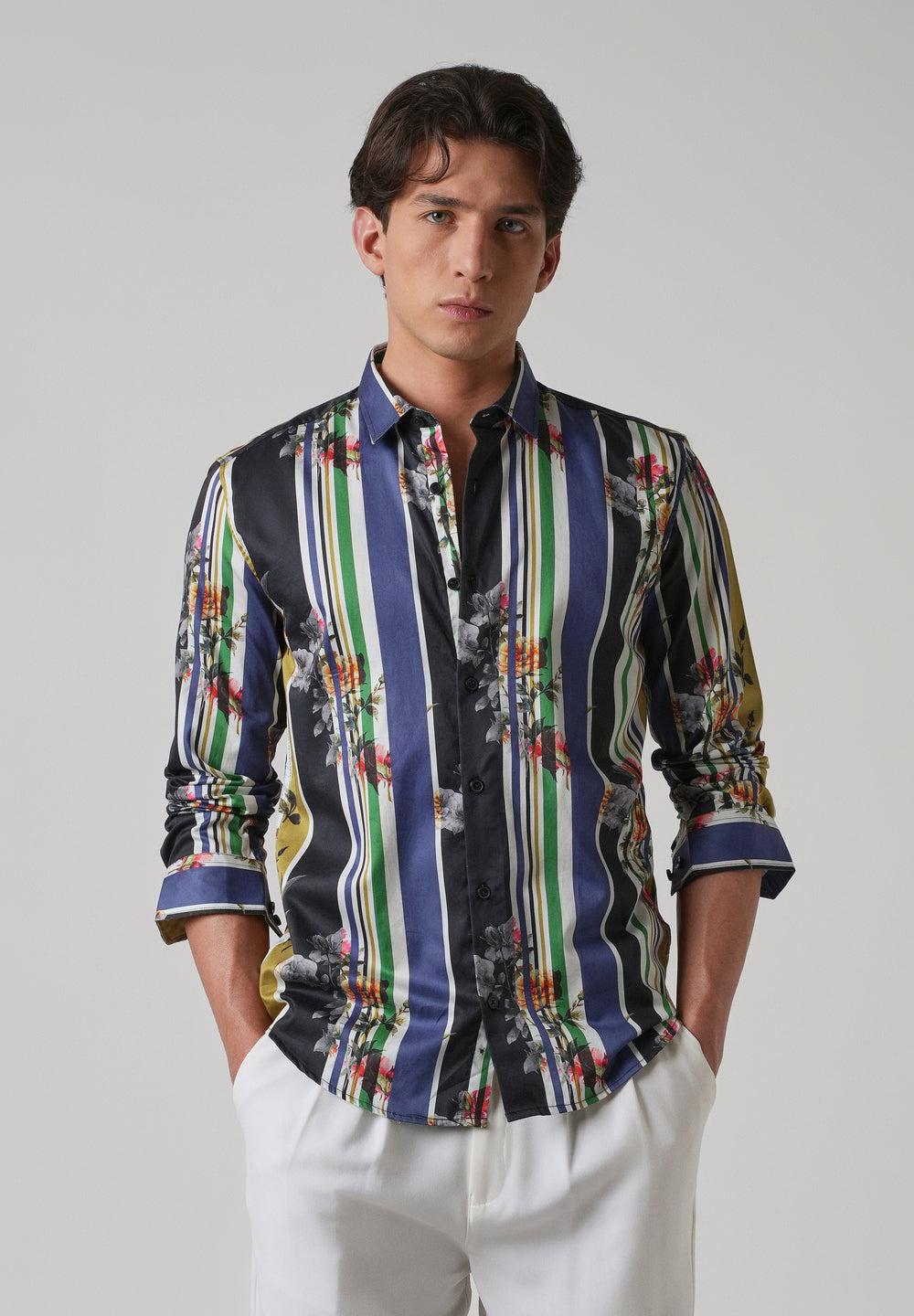 Blossom Full Sleeve Striped Printed Shirt