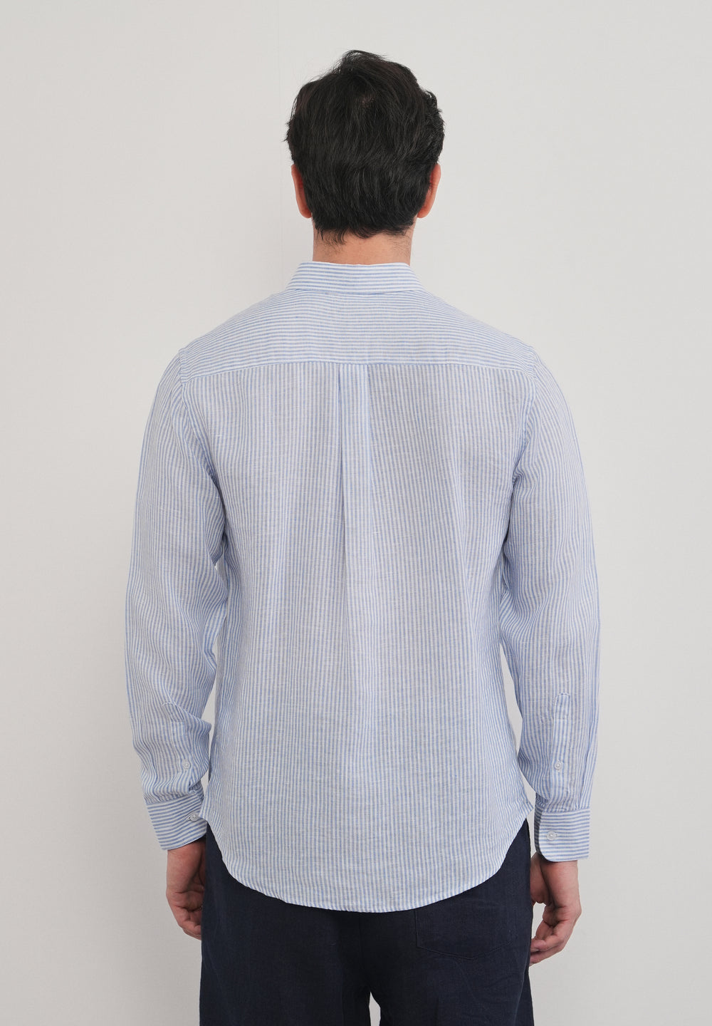 Blue 100% Pure Linen Stripe Shirt
