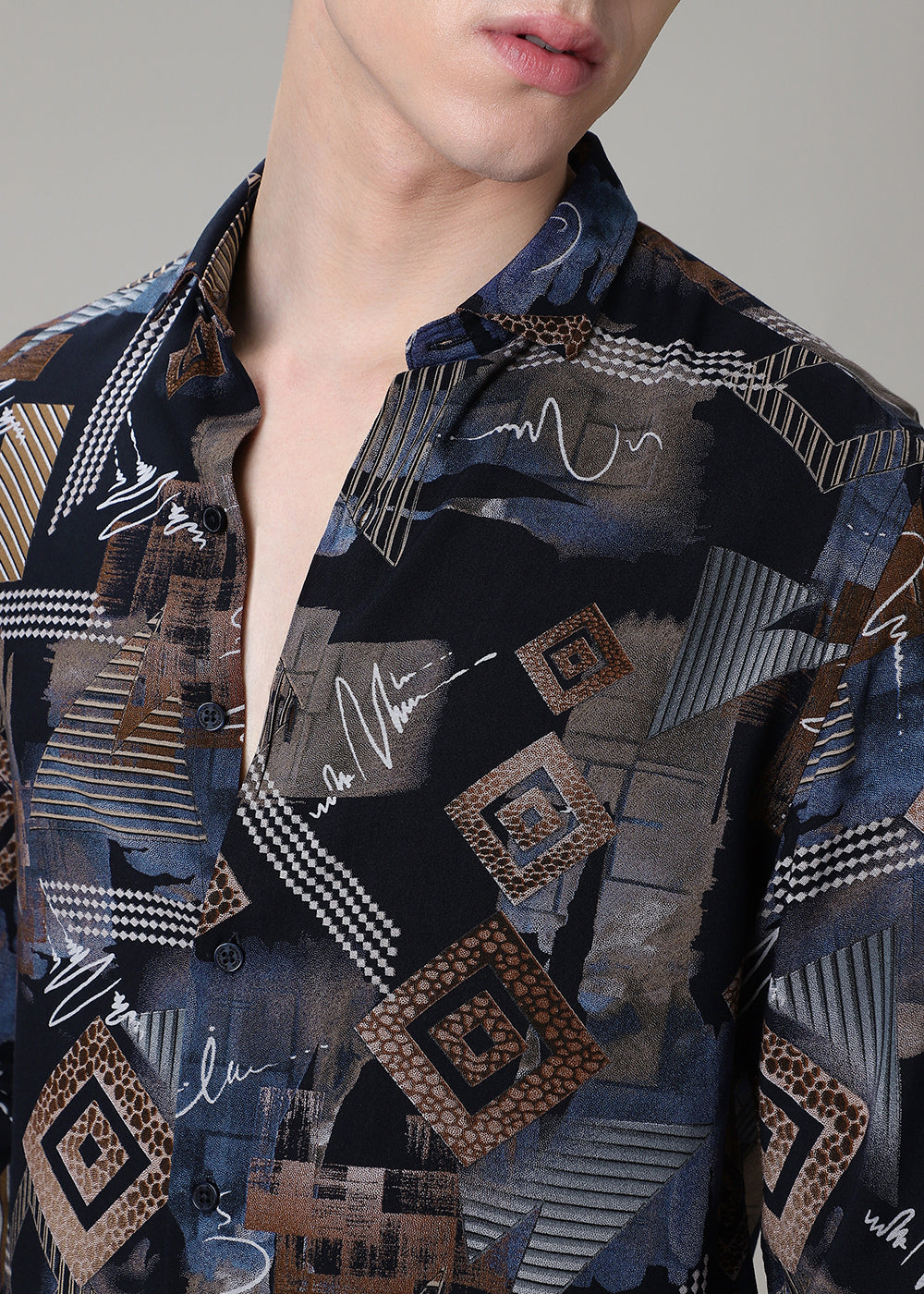 Blue Abstract Geo Feather Shirt