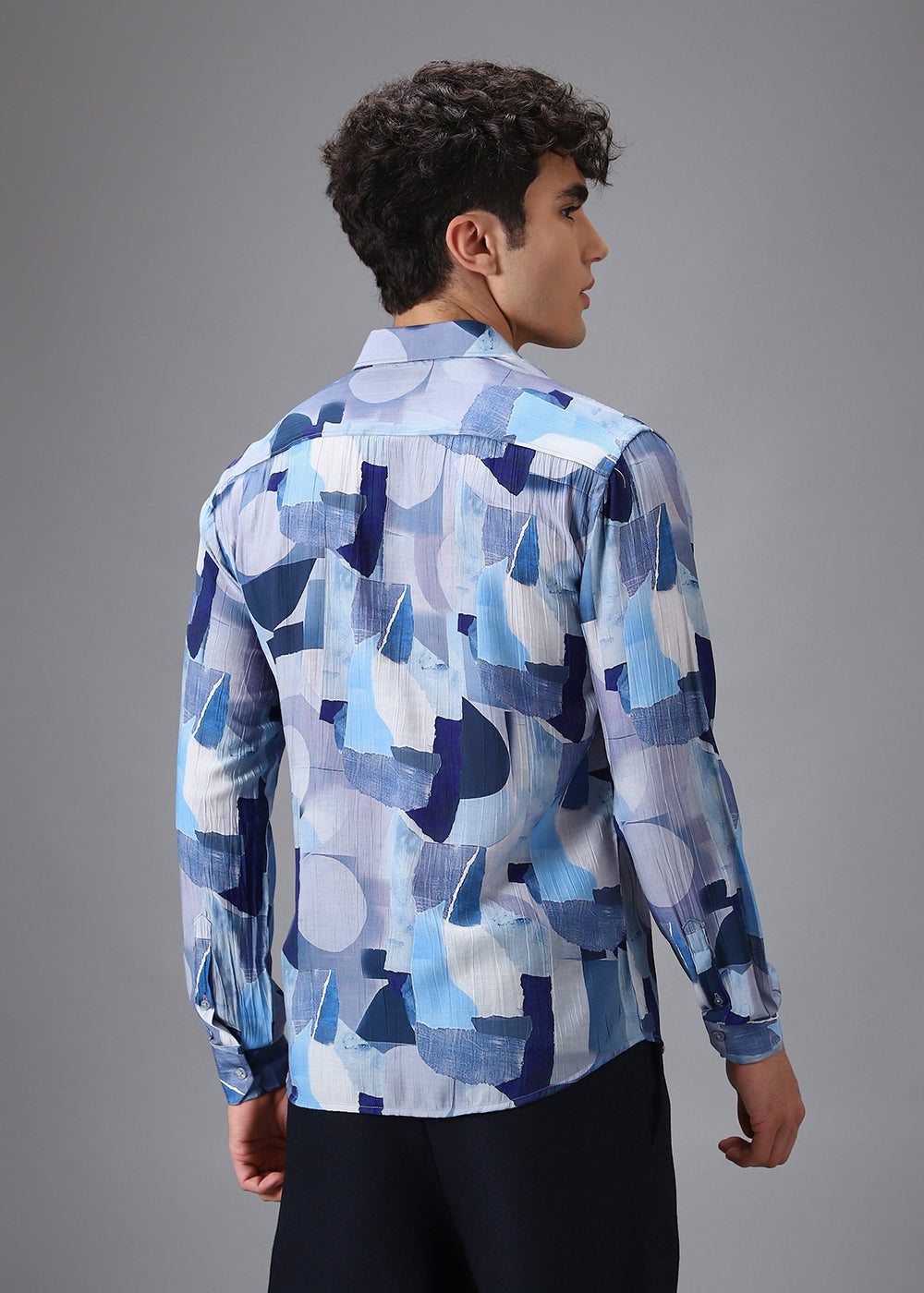 Blue Abstract Crushed Printed Shirt