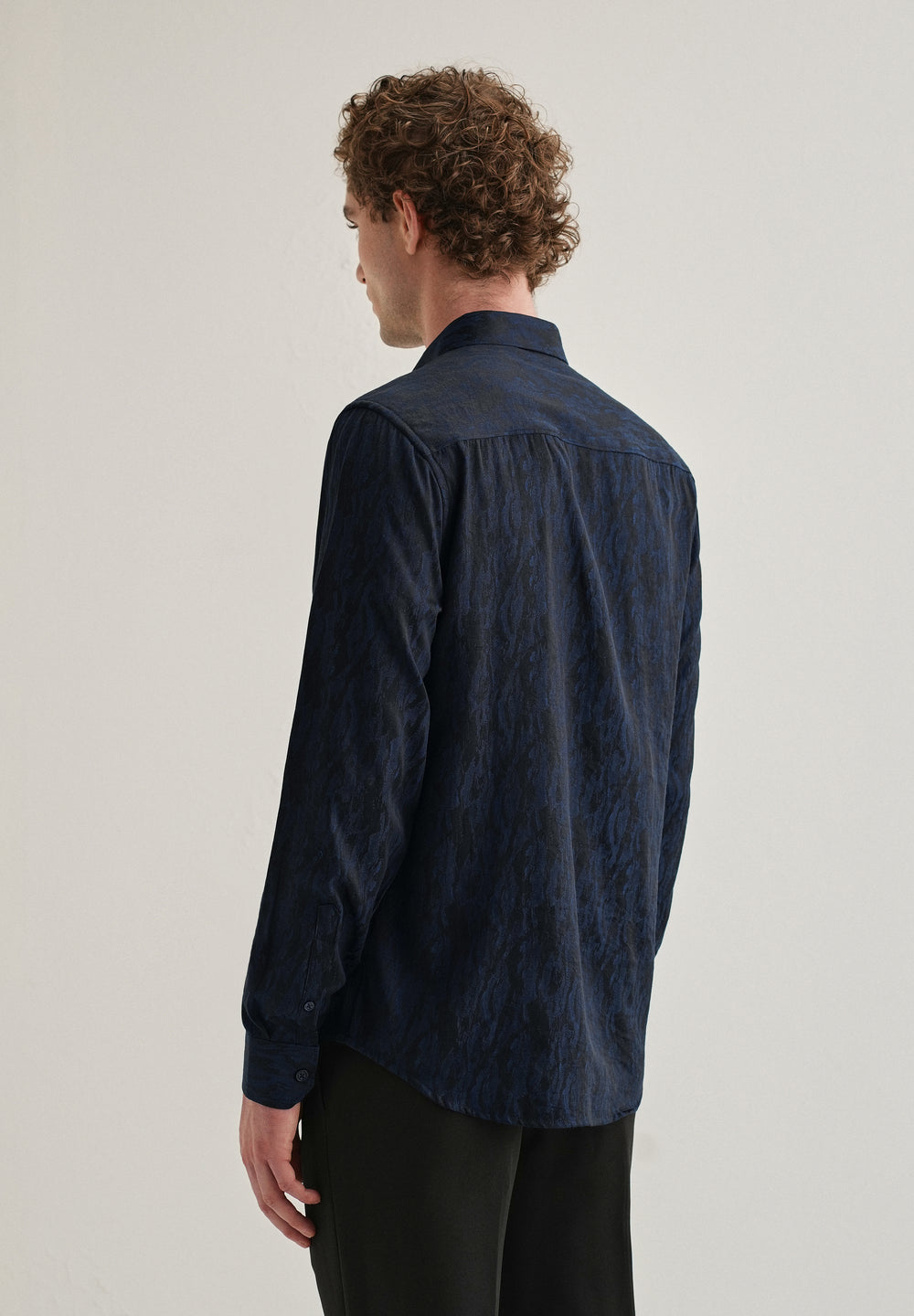 Blue Abstract Jacquard Shirt