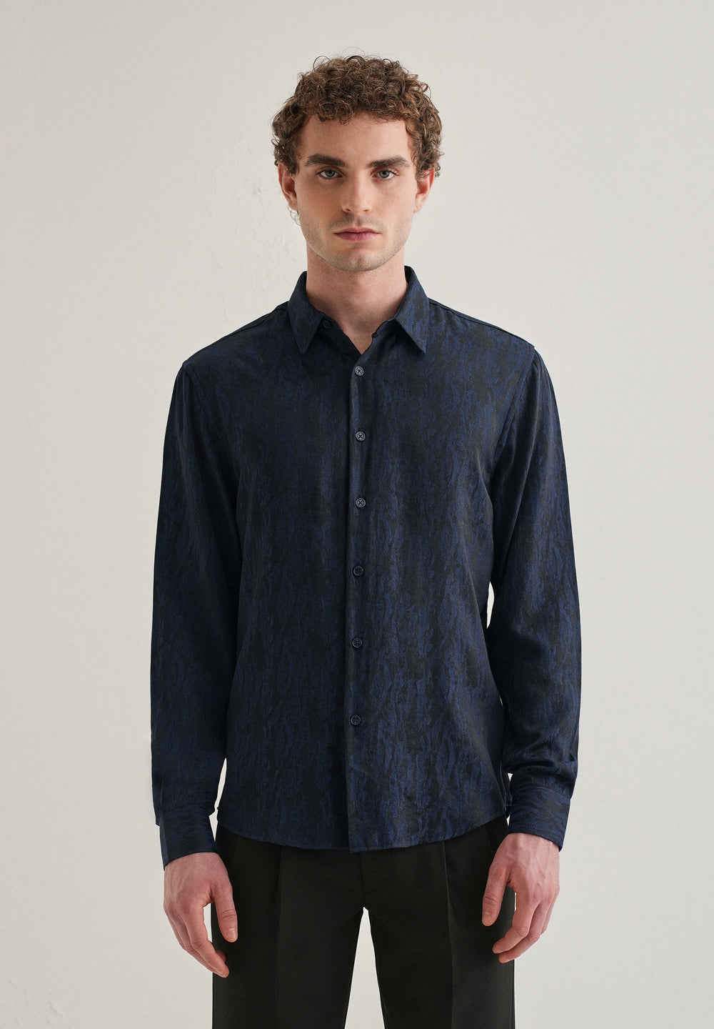 Blue Abstract Jacquard Shirt