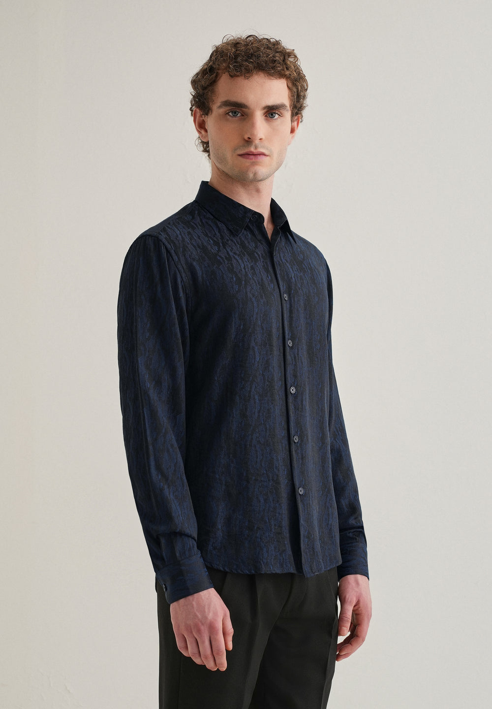 Blue Abstract Jacquard Shirt
