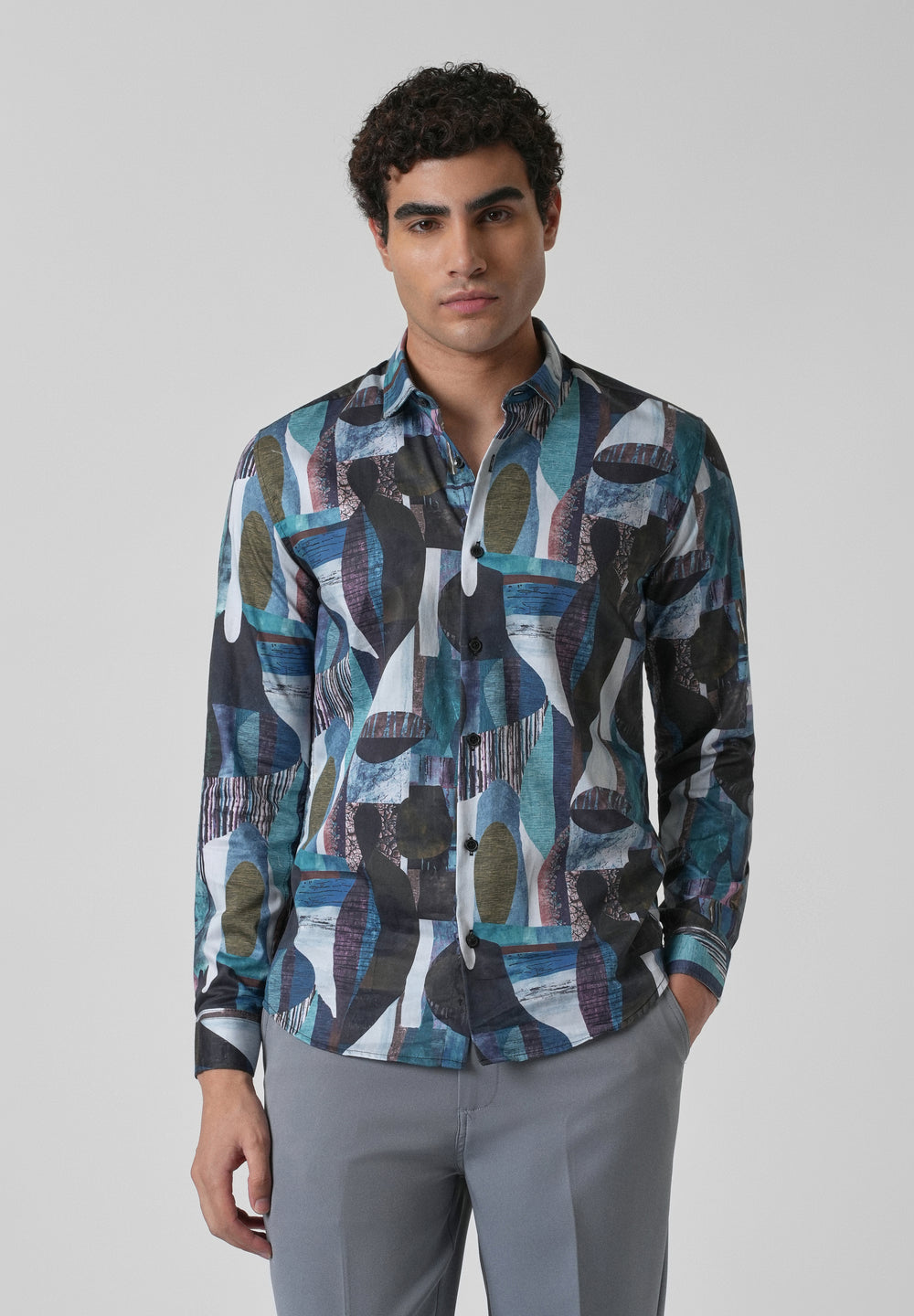 Blue Abstract Print Shirt