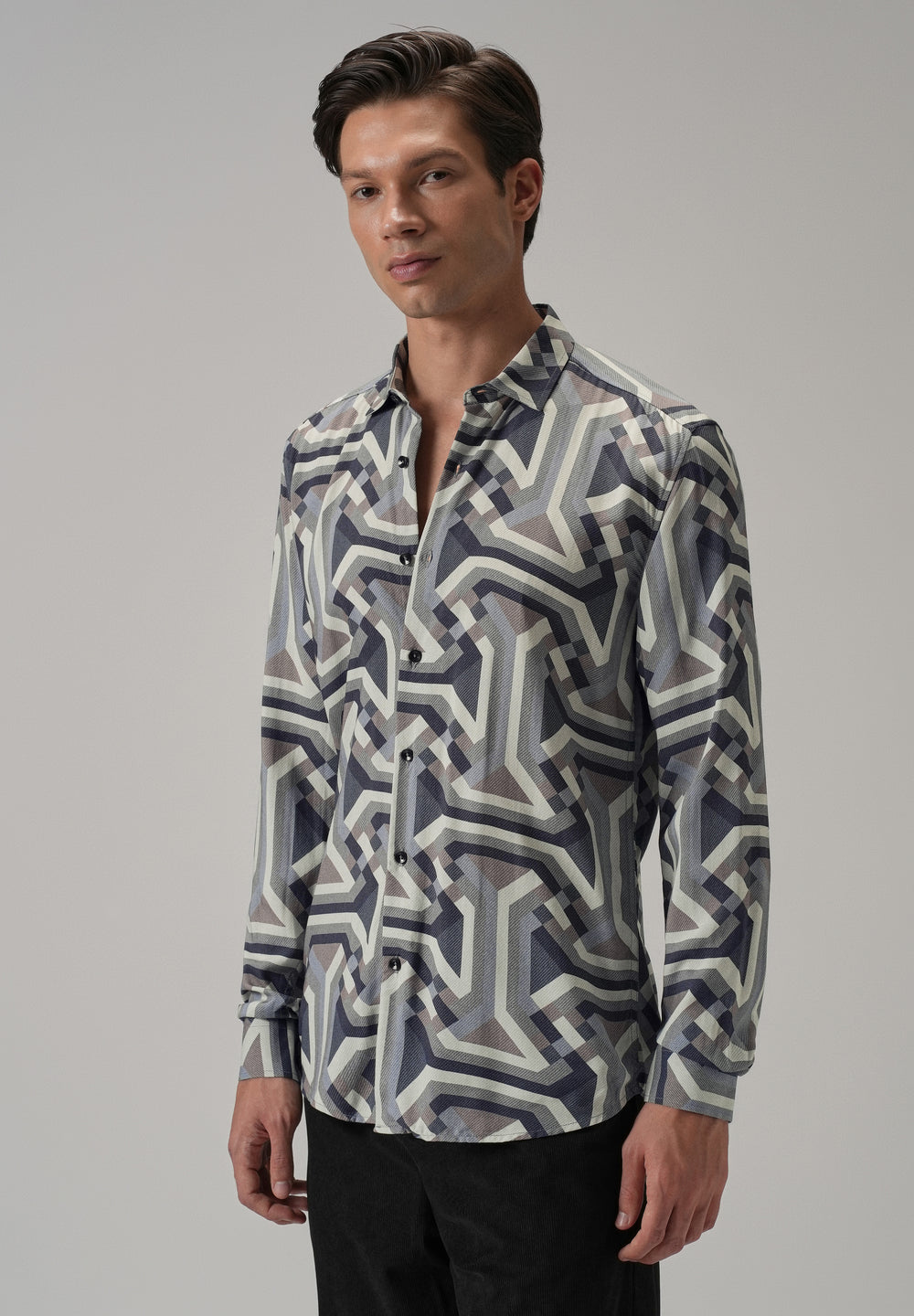 Blue Abstract Texture Printed Shirt