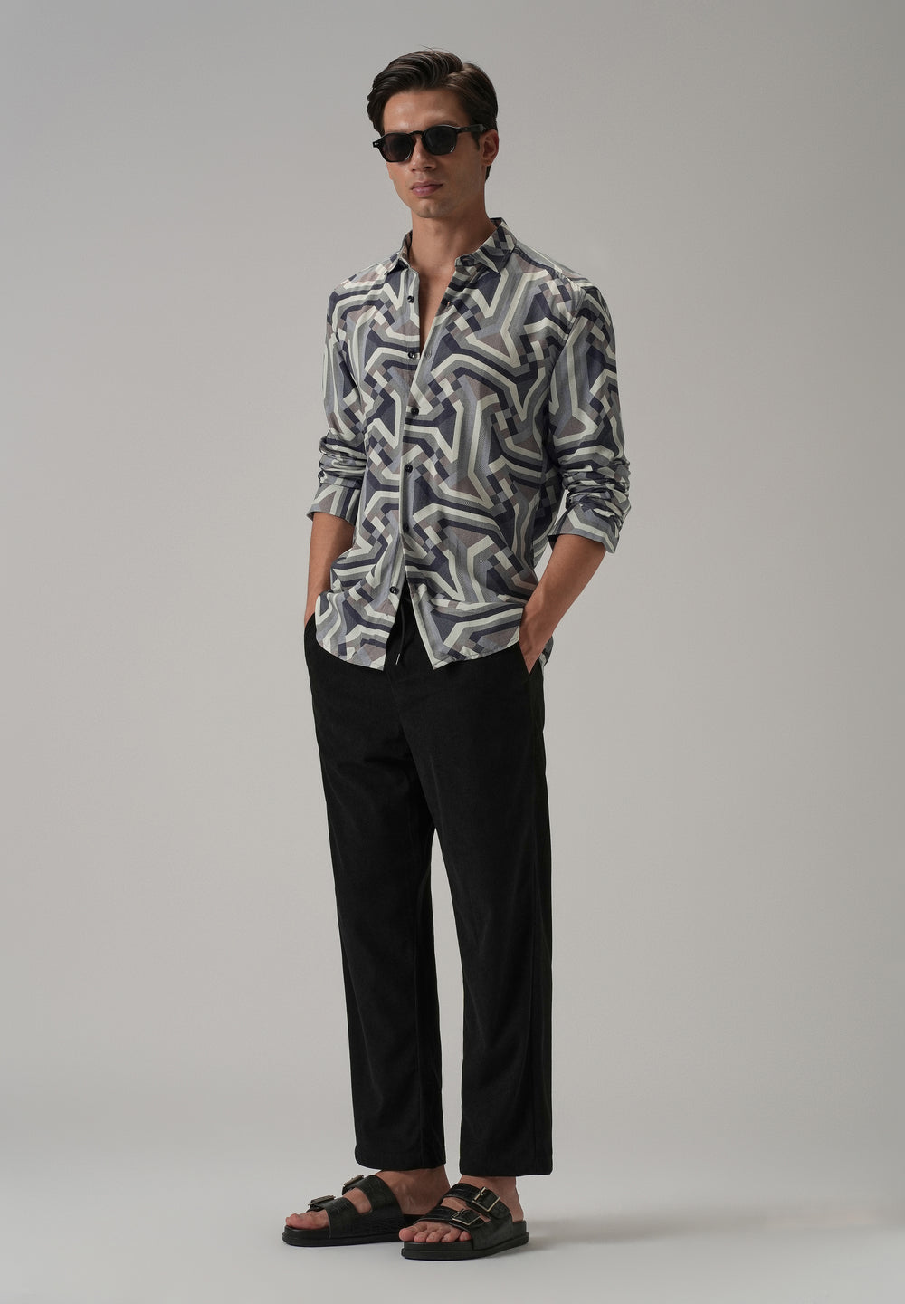 Blue Abstract Texture Printed Shirt