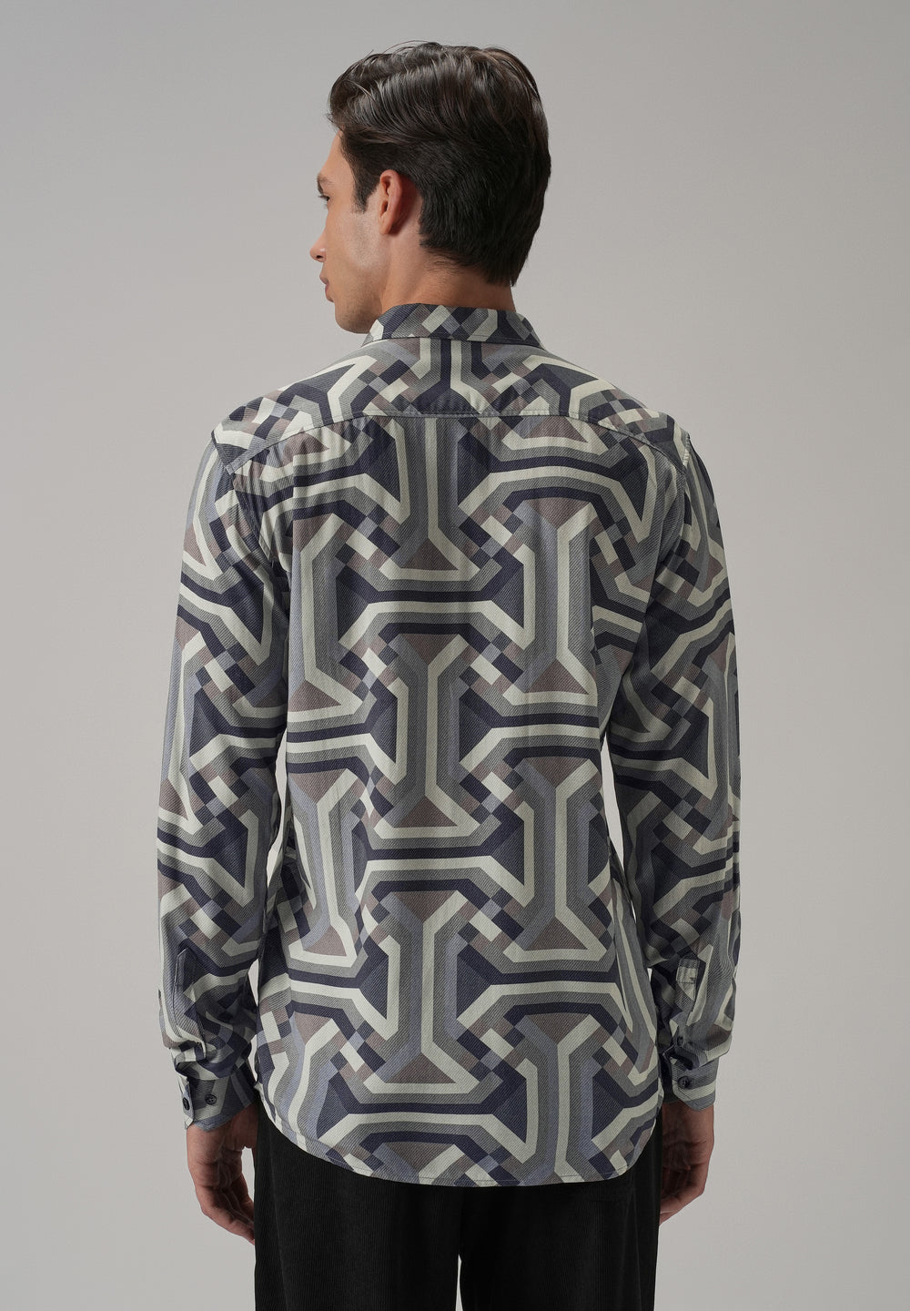 Blue Abstract Texture Printed Shirt