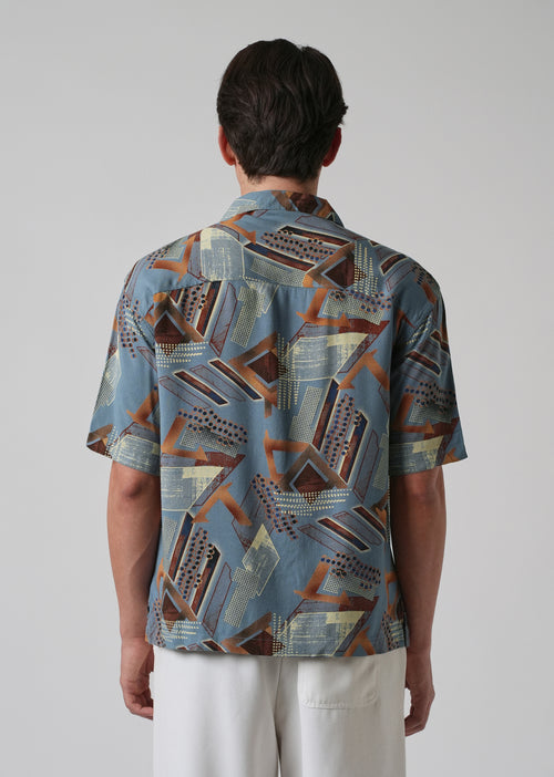 Blue Artistic Abstract Feather Shirt