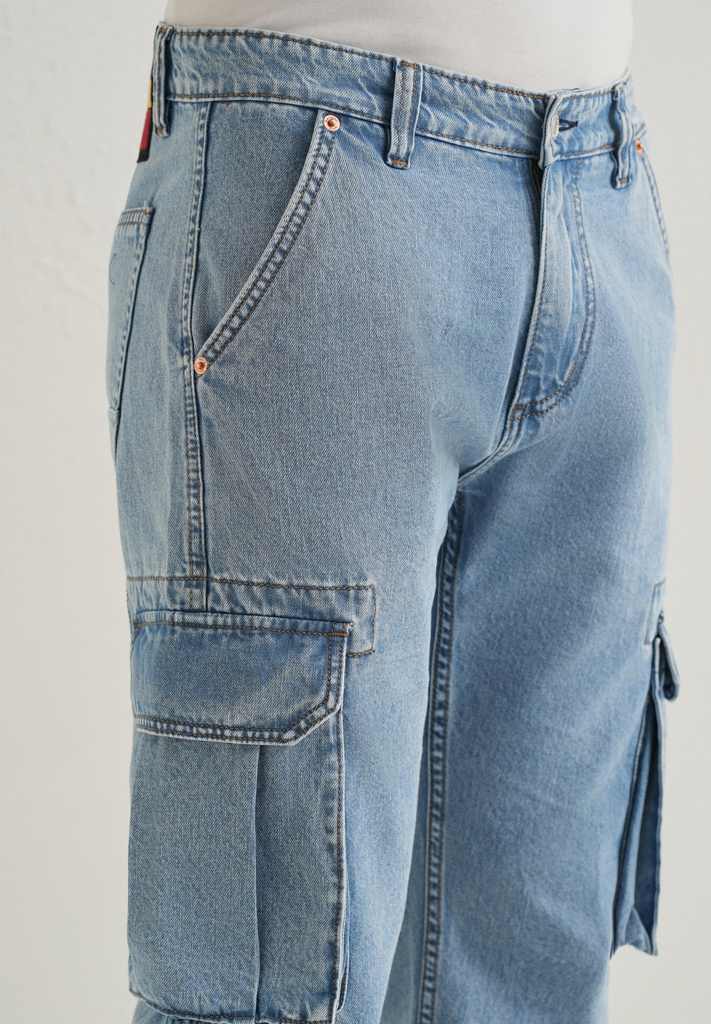 Blue Baggy Cargo Denim