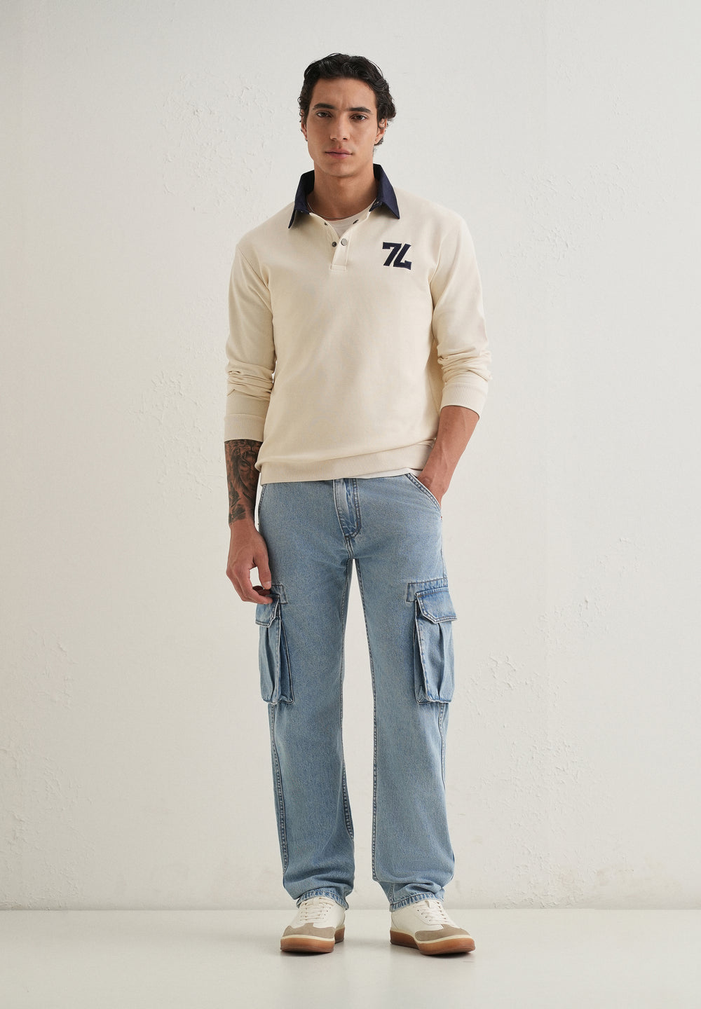 Blue Baggy Cargo Denim