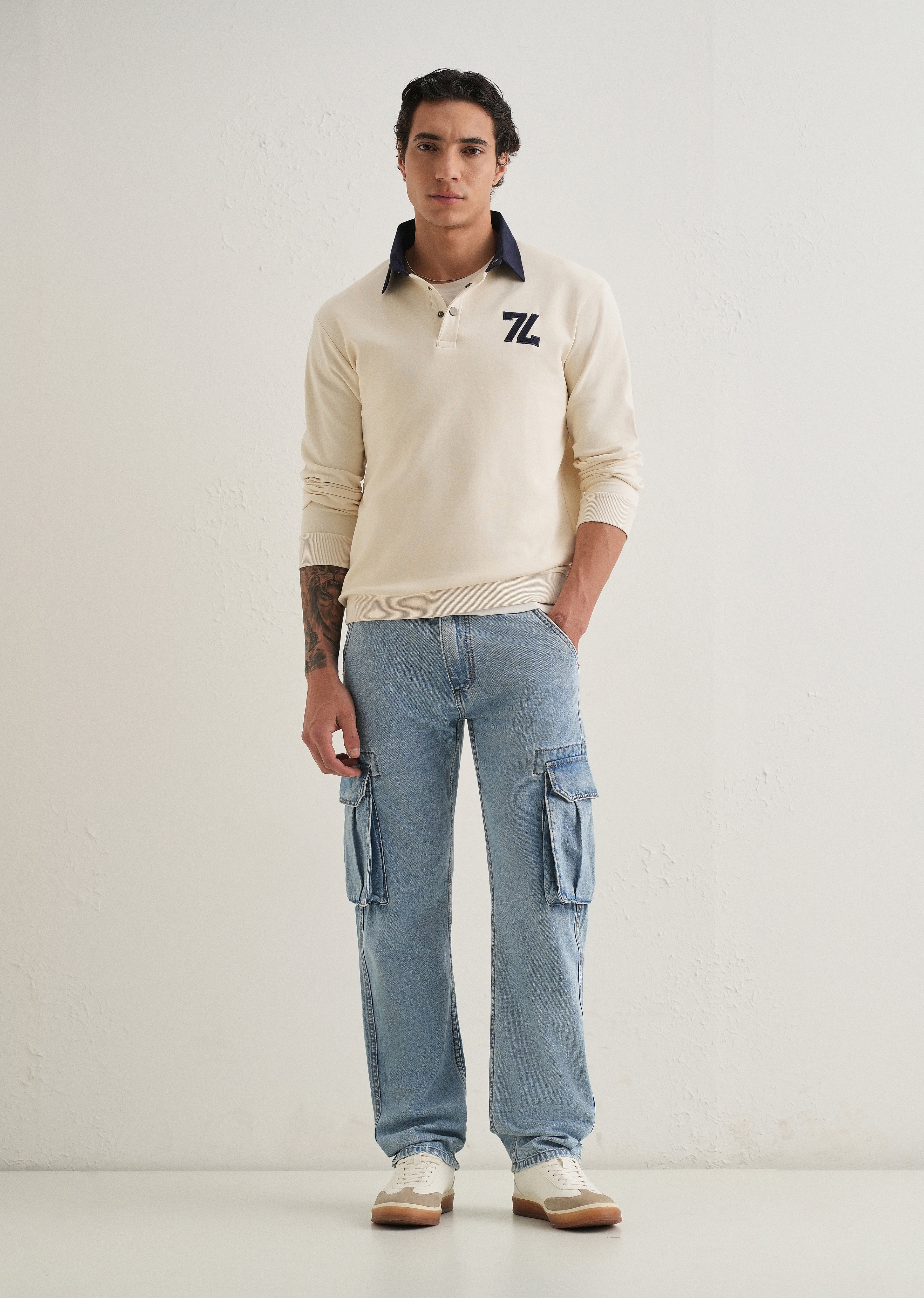 Blue Baggy Cargo Denim